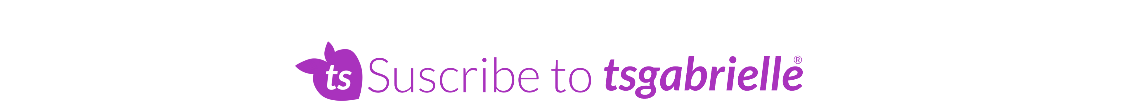 Call to action with 'ts' logo and text 'Subscribe to tsgabrielle' in purple on a white background