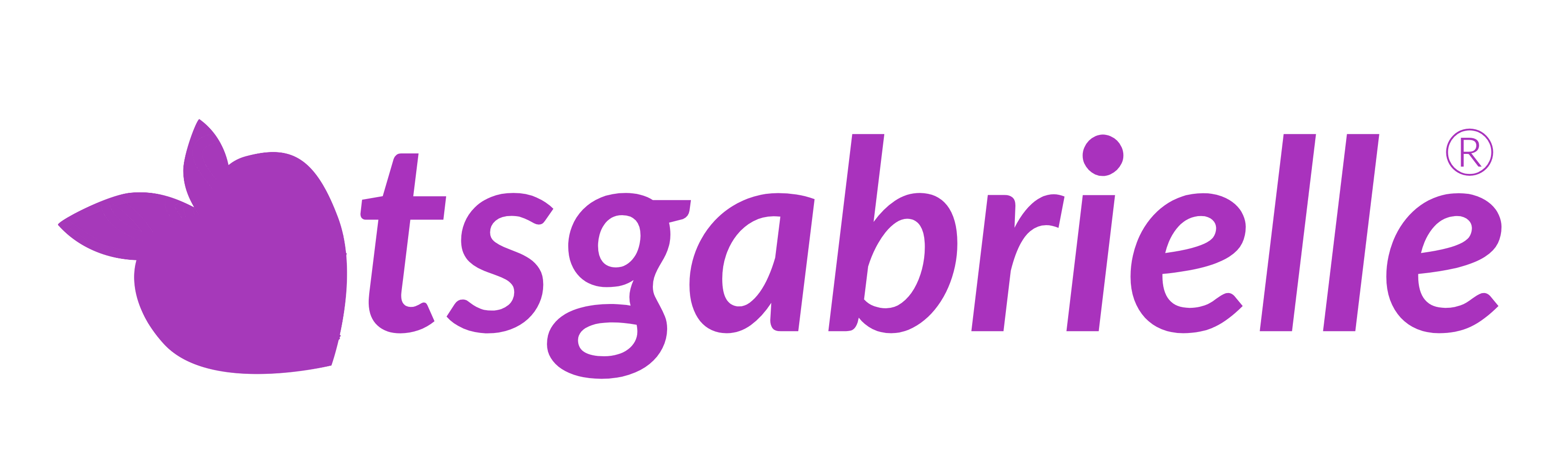 Logo of tsgabrielle with a purple peach-like symbol on a white background