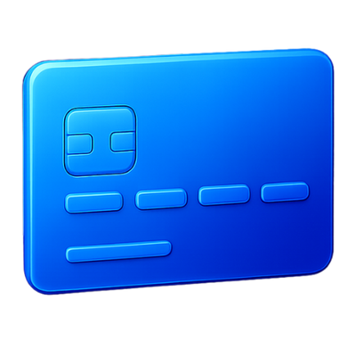 Blue plastic card with a slot on a white background