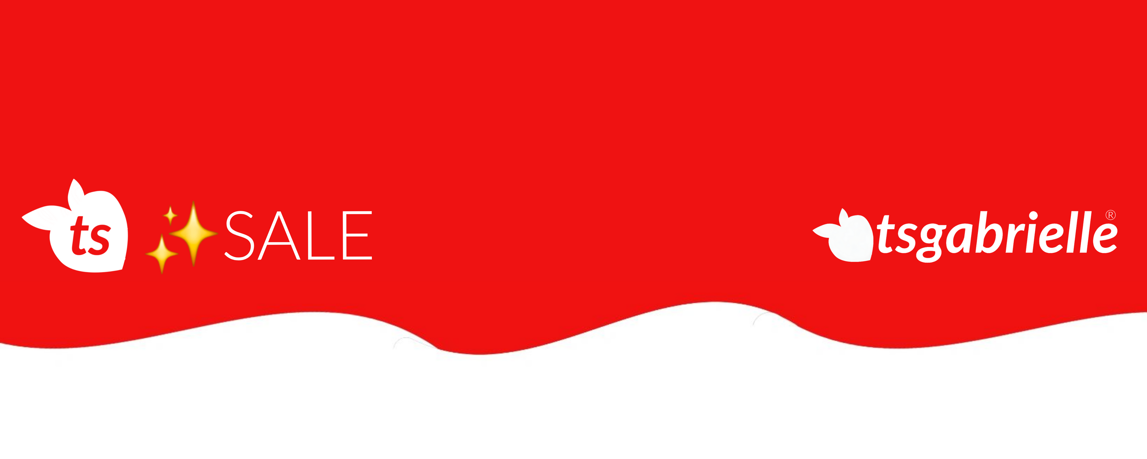 Red banner with 'ts' logo, 'SALE' text, and 'tsgabrielle' branding on a white background