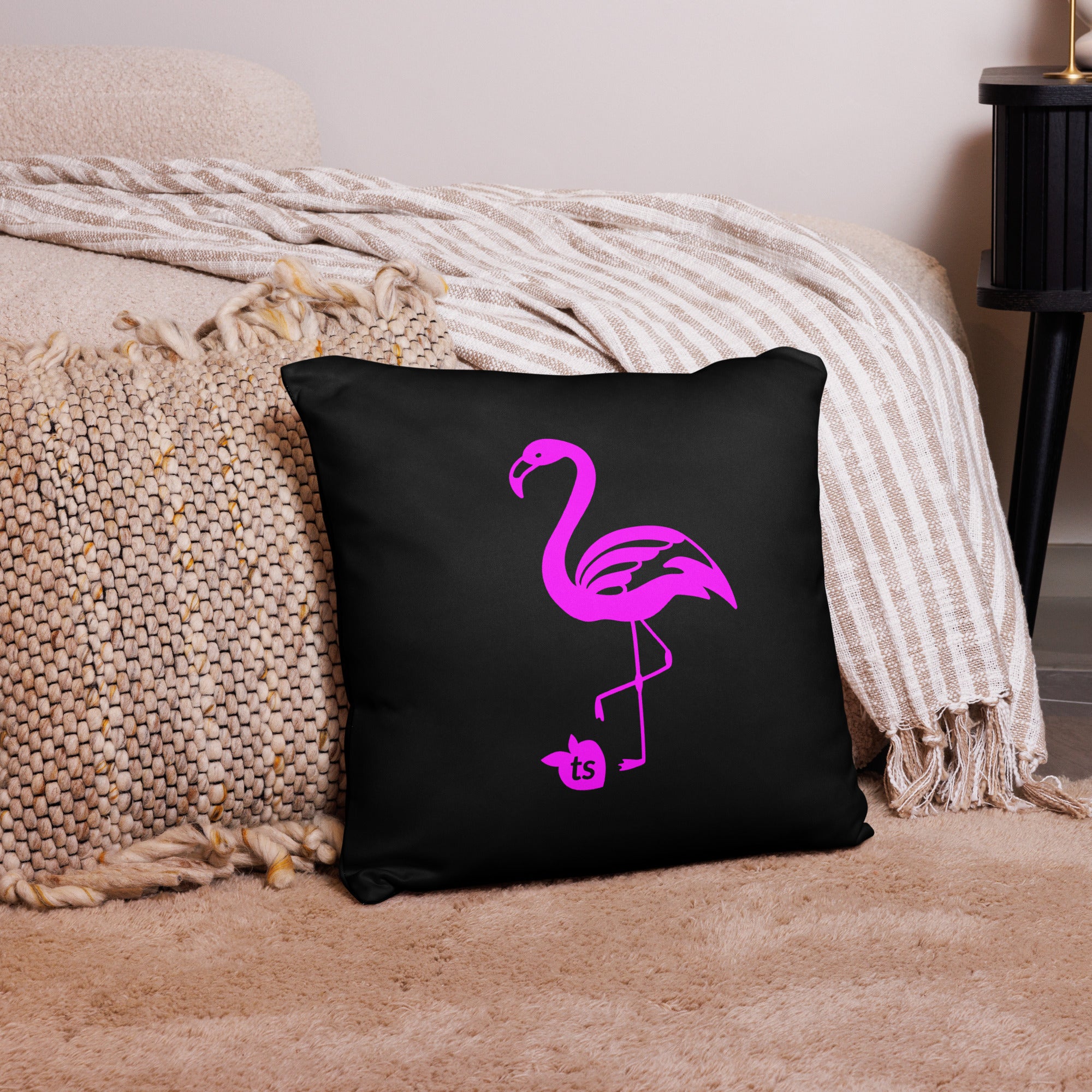 tsgabrielle® • Flamant Rose • Kissen • Schwarz • 3 Größen