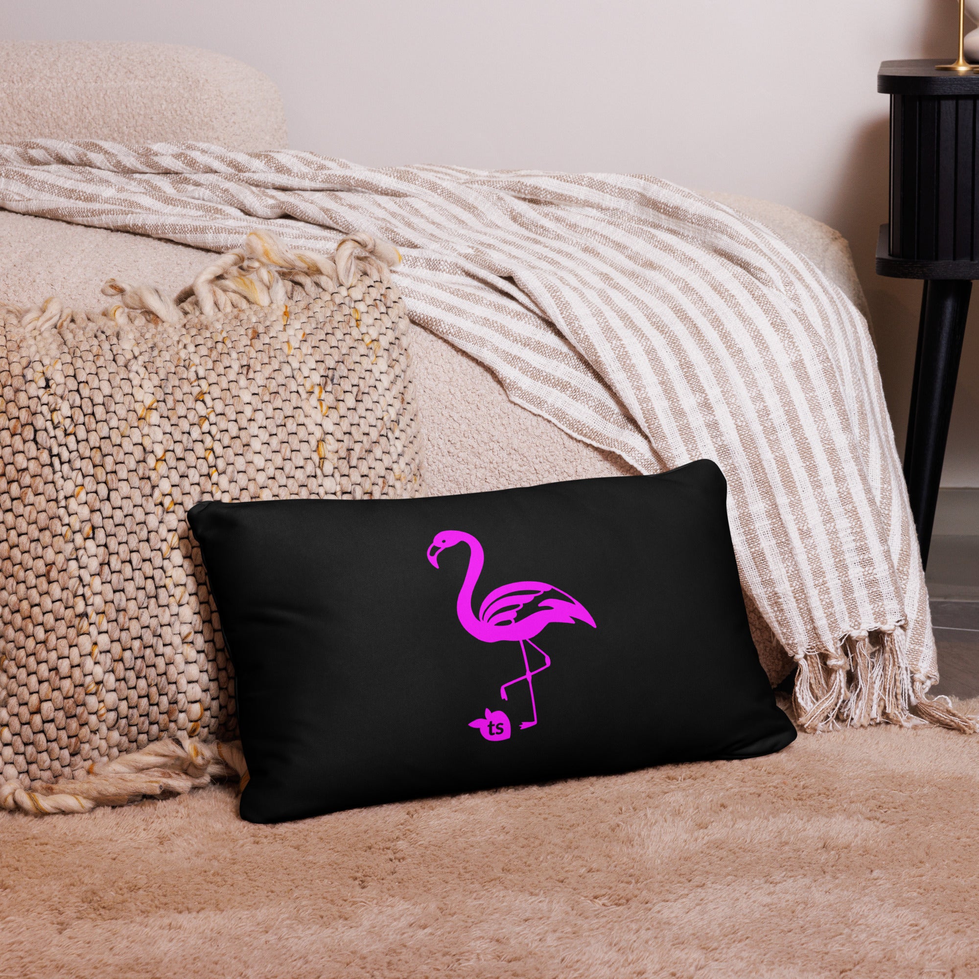 X - tsgabrielle® • Flamant Rose • Coussins • Noir • 3 Tailles