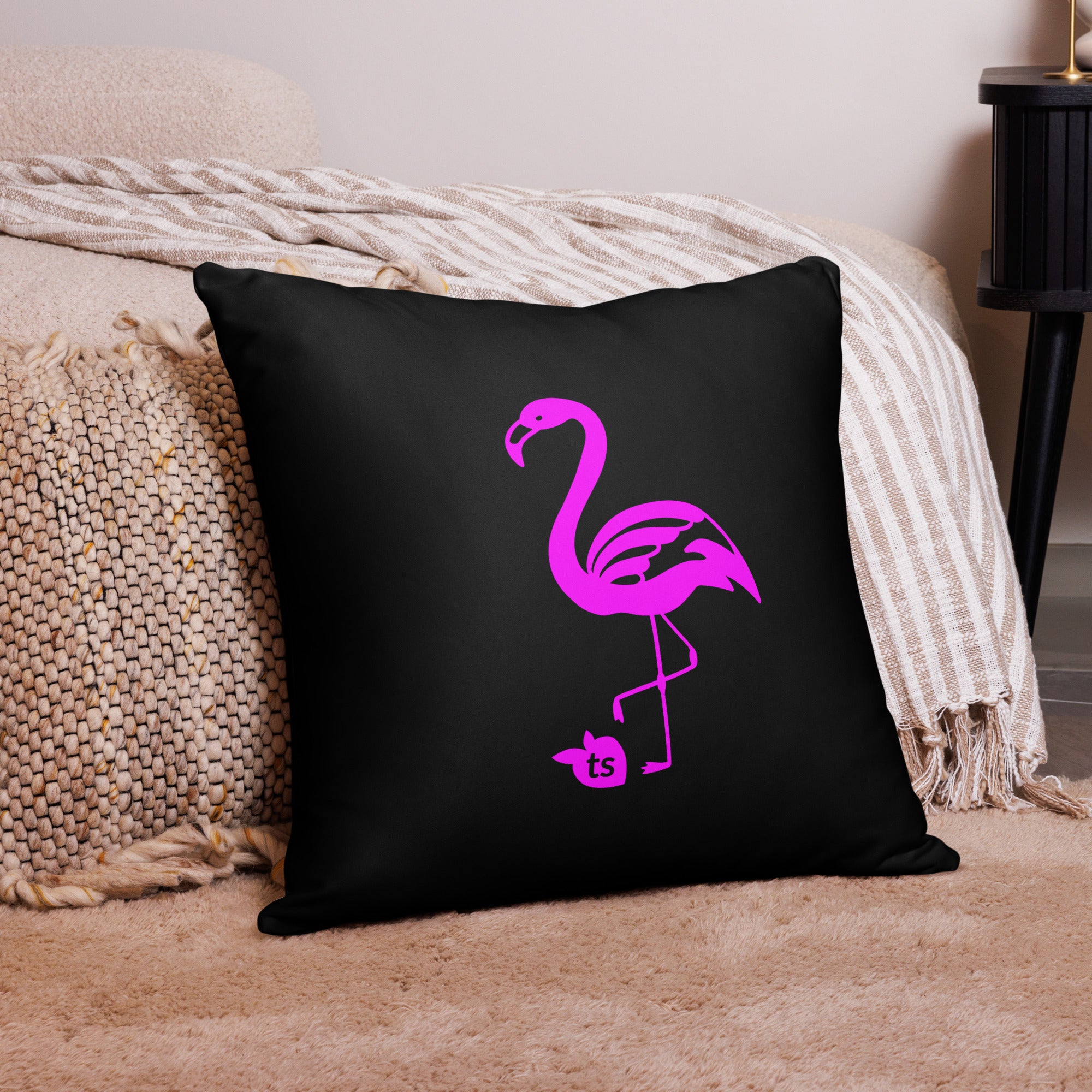 X - tsgabrielle® • Flamant Rose • Coussins • Noir • 3 Tailles