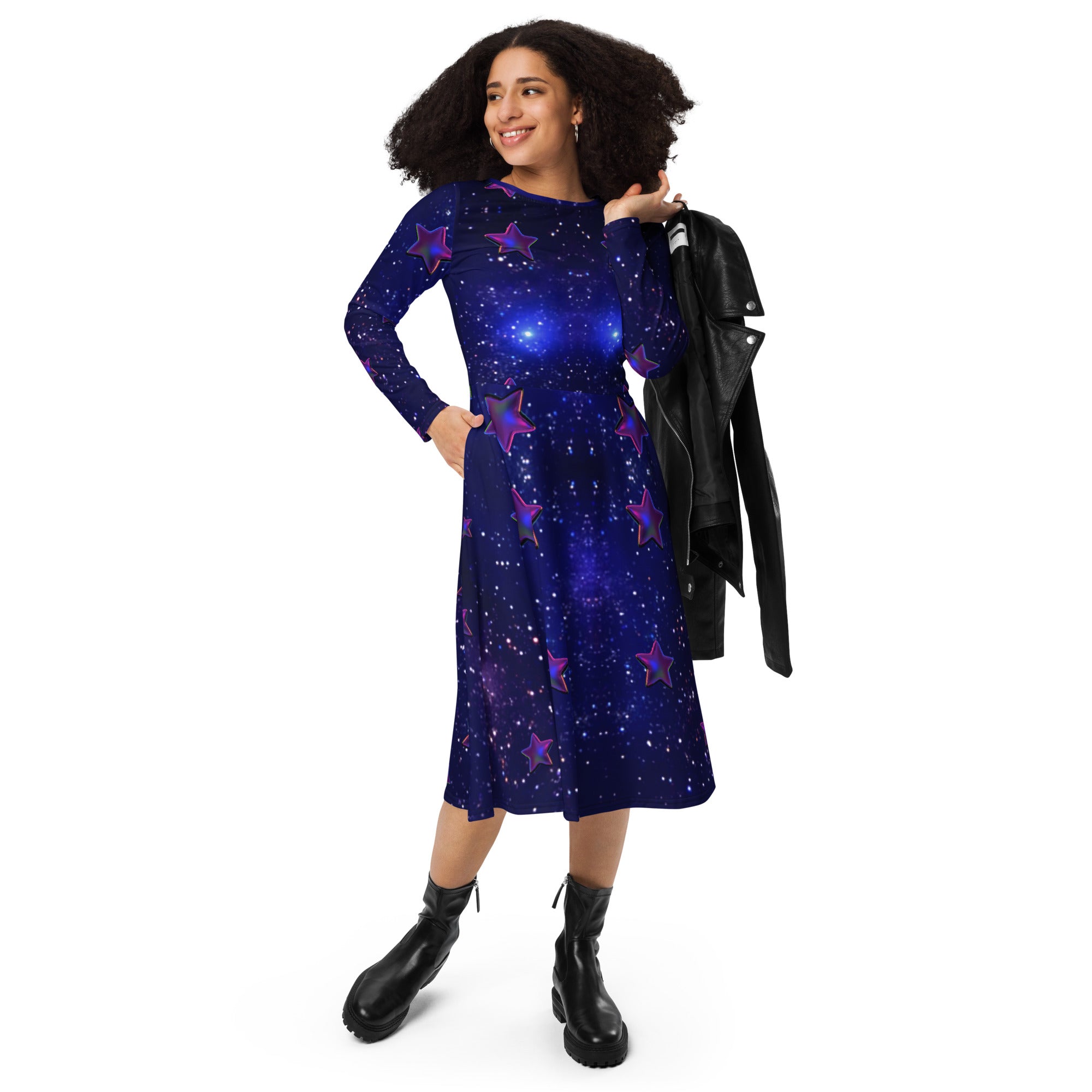 tsgabrielle® • For Her 👗 • 🌌✨Édition Spatiale • Cosmic Edition • Long Sleeve Midi Dress •