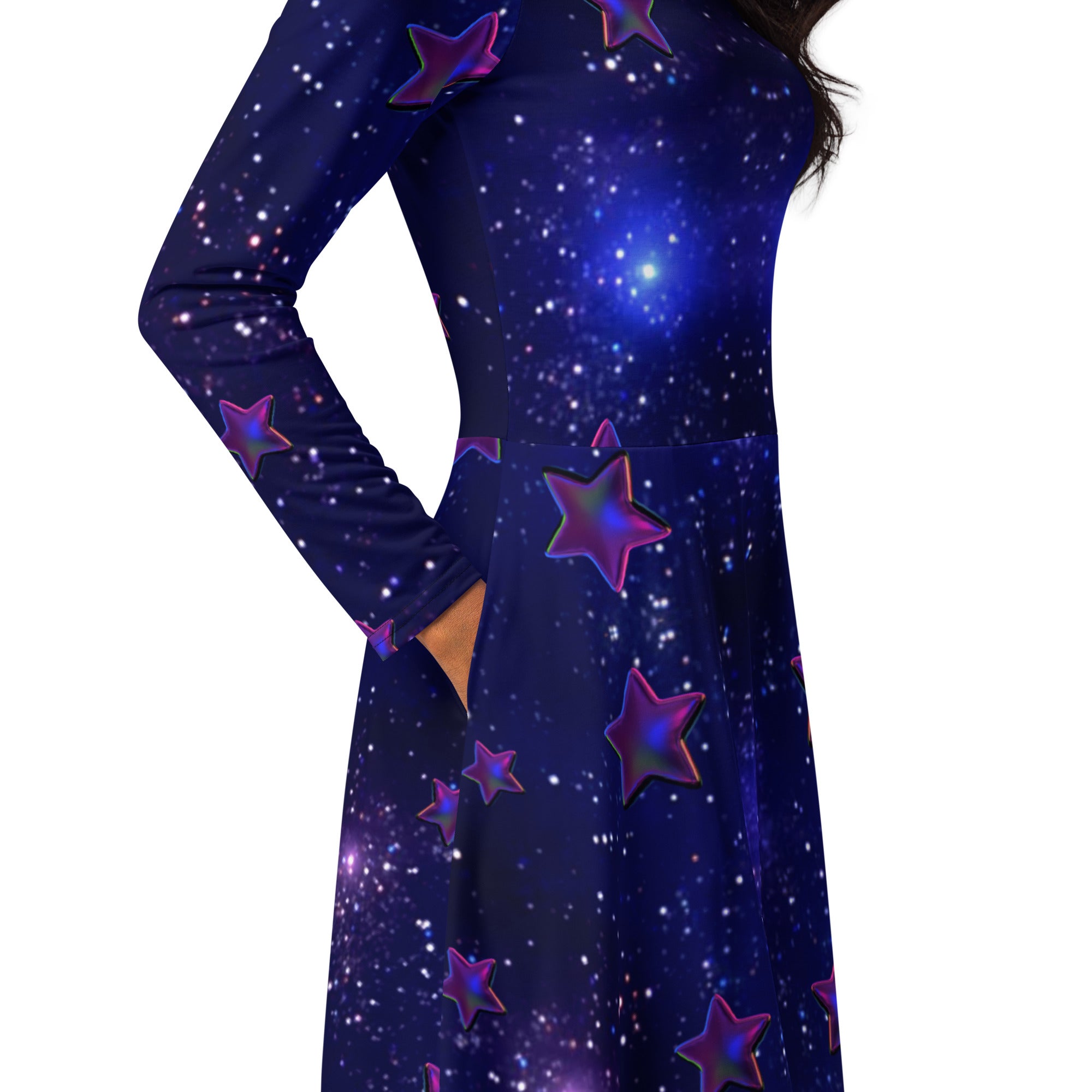 tsgabrielle® • For Her 👗 • 🌌✨Édition Spatiale • Cosmic Edition • Long Sleeve Midi Dress •