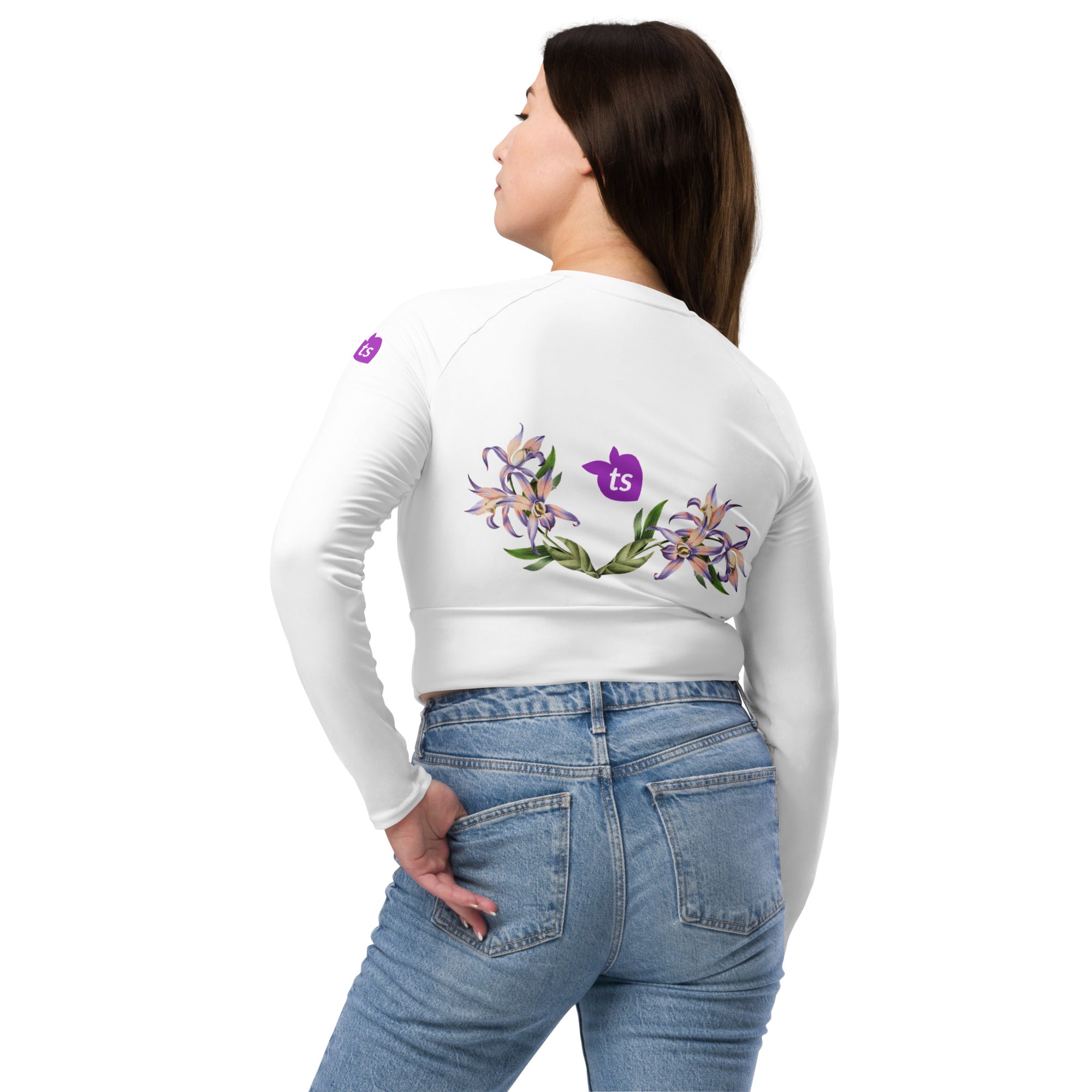 tsgabrielle® • Trans / Femme • TransFLOWer • Haut court à manches longues • Blanc