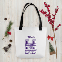 tsgabrielle® • Paris - Cathédrale Notre-Dame • Sac cabas • Blanc • 39 cm x 39 cm