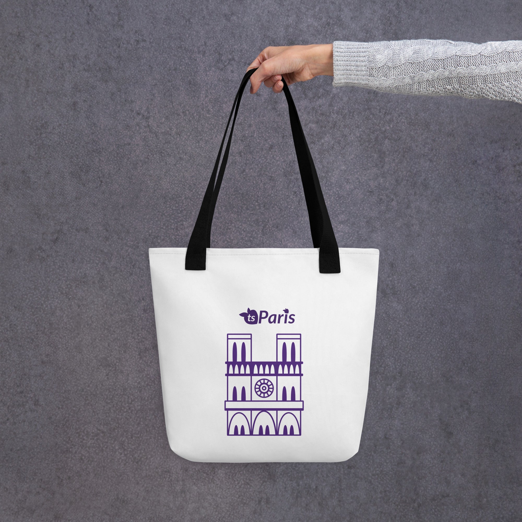 tsgabrielle® • Paris - Cathédrale Notre-Dame • Sac cabas • Blanc • 39 cm x 39 cm