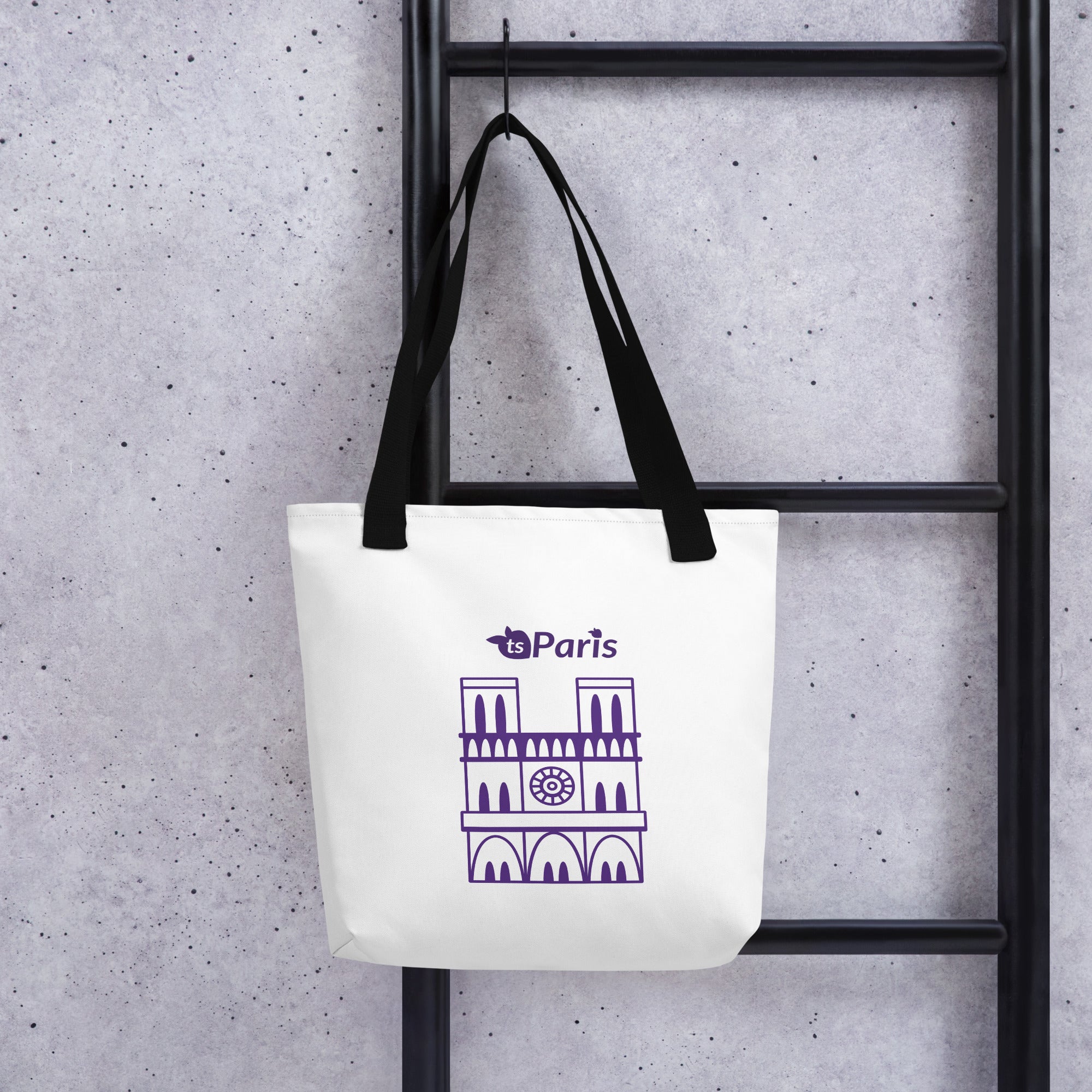 tsgabrielle® • Paris - Cathédrale Notre-Dame • Sac cabas • Blanc • 39 cm x 39 cm