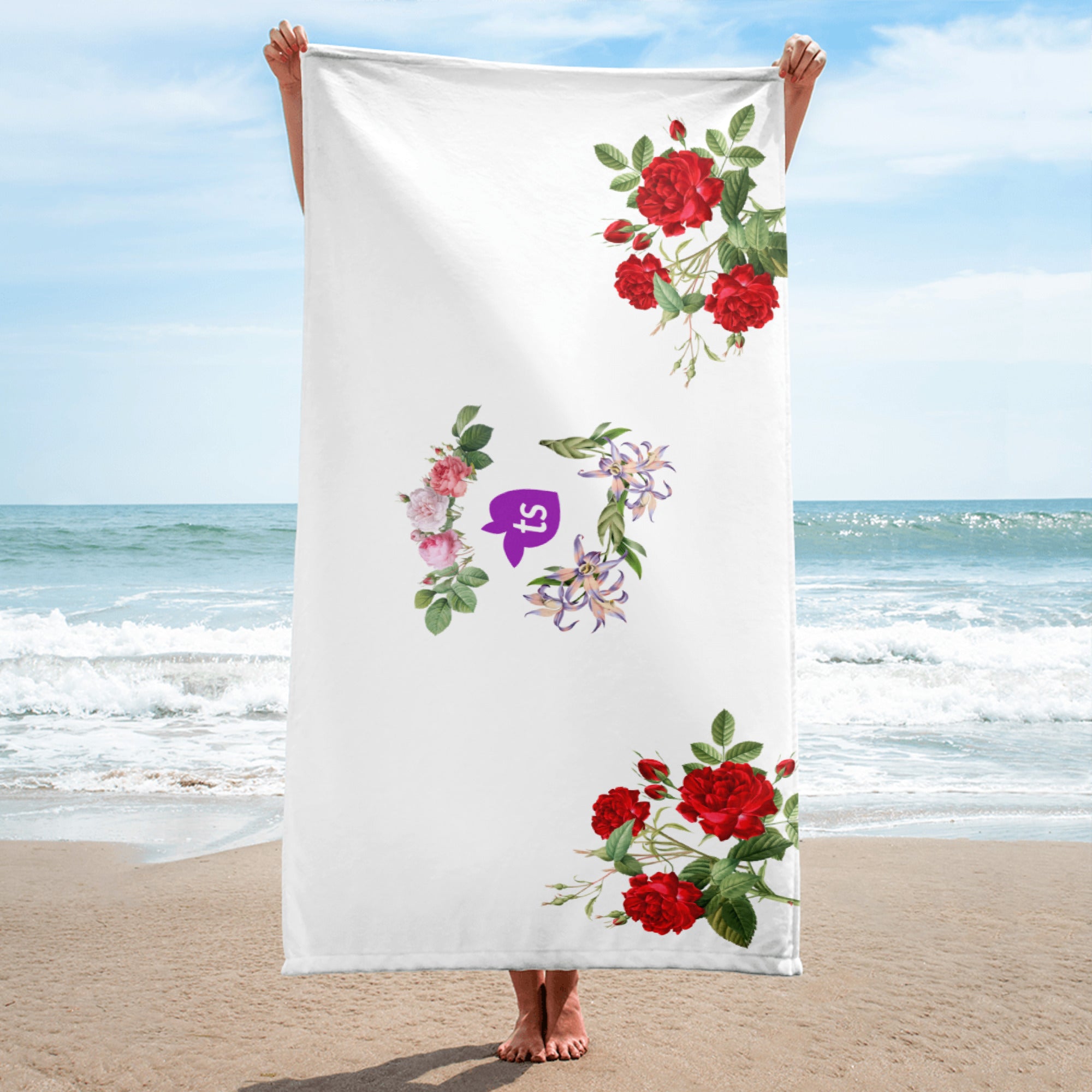 tsgabrielle® • TransFLOWer • Bath Towel • White • 30"x60 •