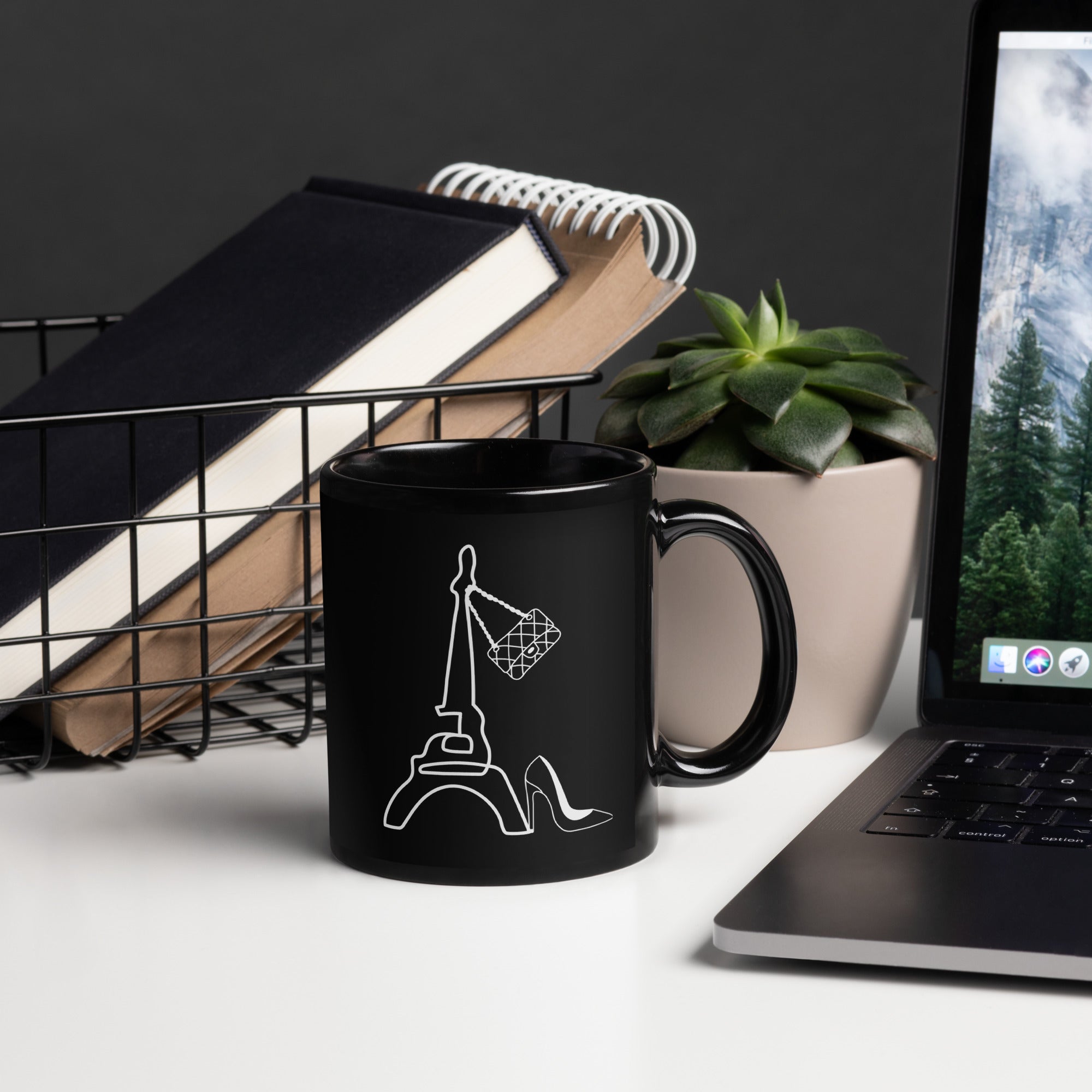 tsgabrielle® • Paris • Glänzende Tasse • Schwarz • Keramik • 2 Größen