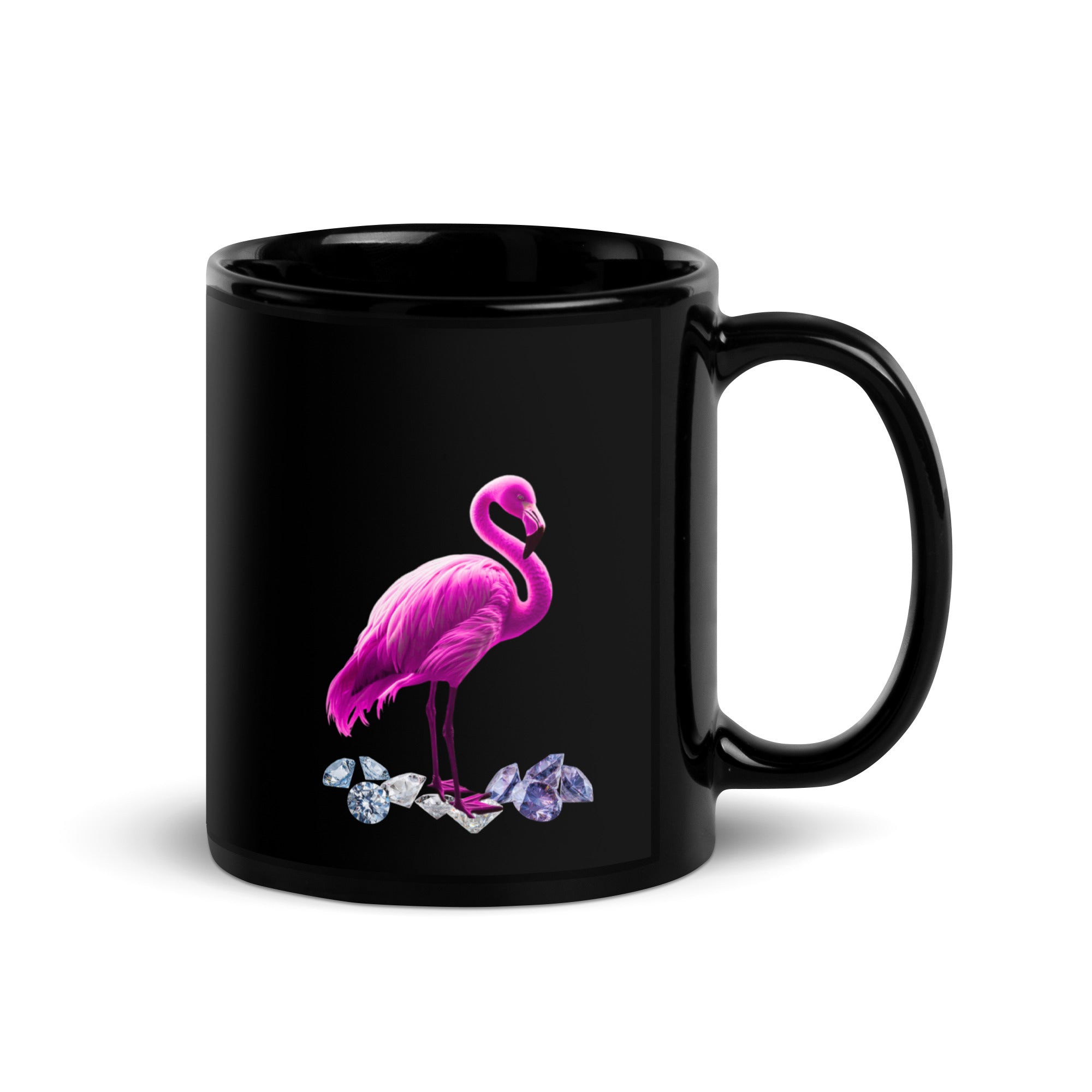 tsgabrielle® • Flamant 🦩 Rose • Glossy Mug • Black • Ceramic • 2 Sizes • 11 oz Black Ceramic