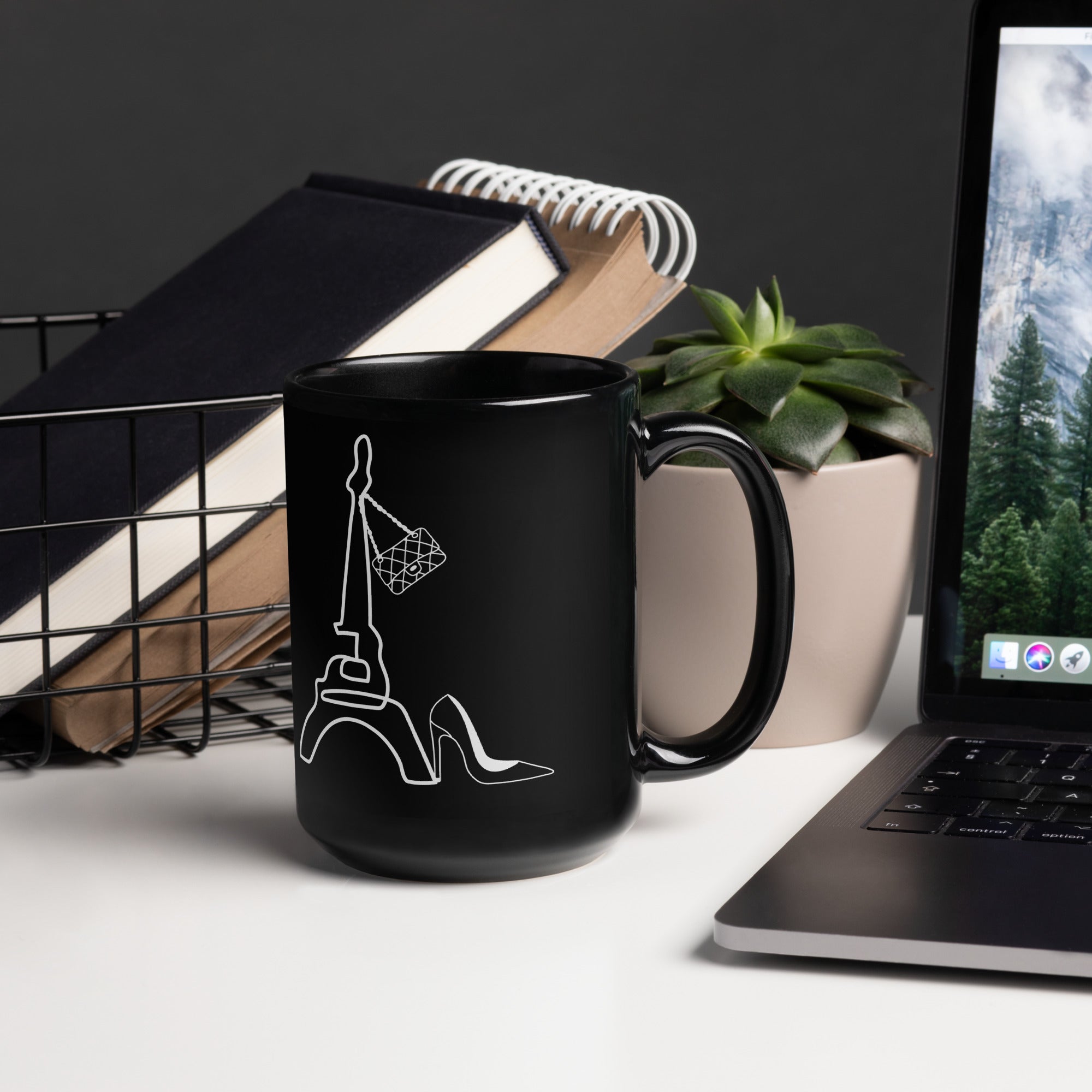 tsgabrielle® • Paris • Glänzende Tasse • Schwarz • Keramik • 2 Größen