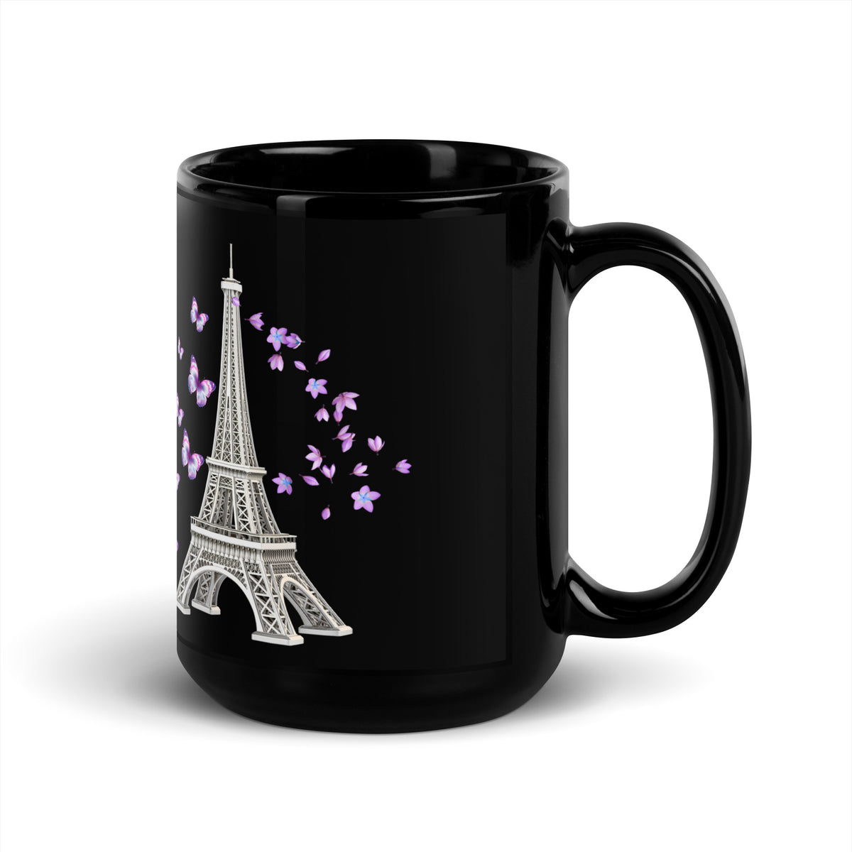 tsgabrielle® • Paris • Glossy Mug • Black • Ceramic • 2 Sizes • 15 oz Black Ceramic