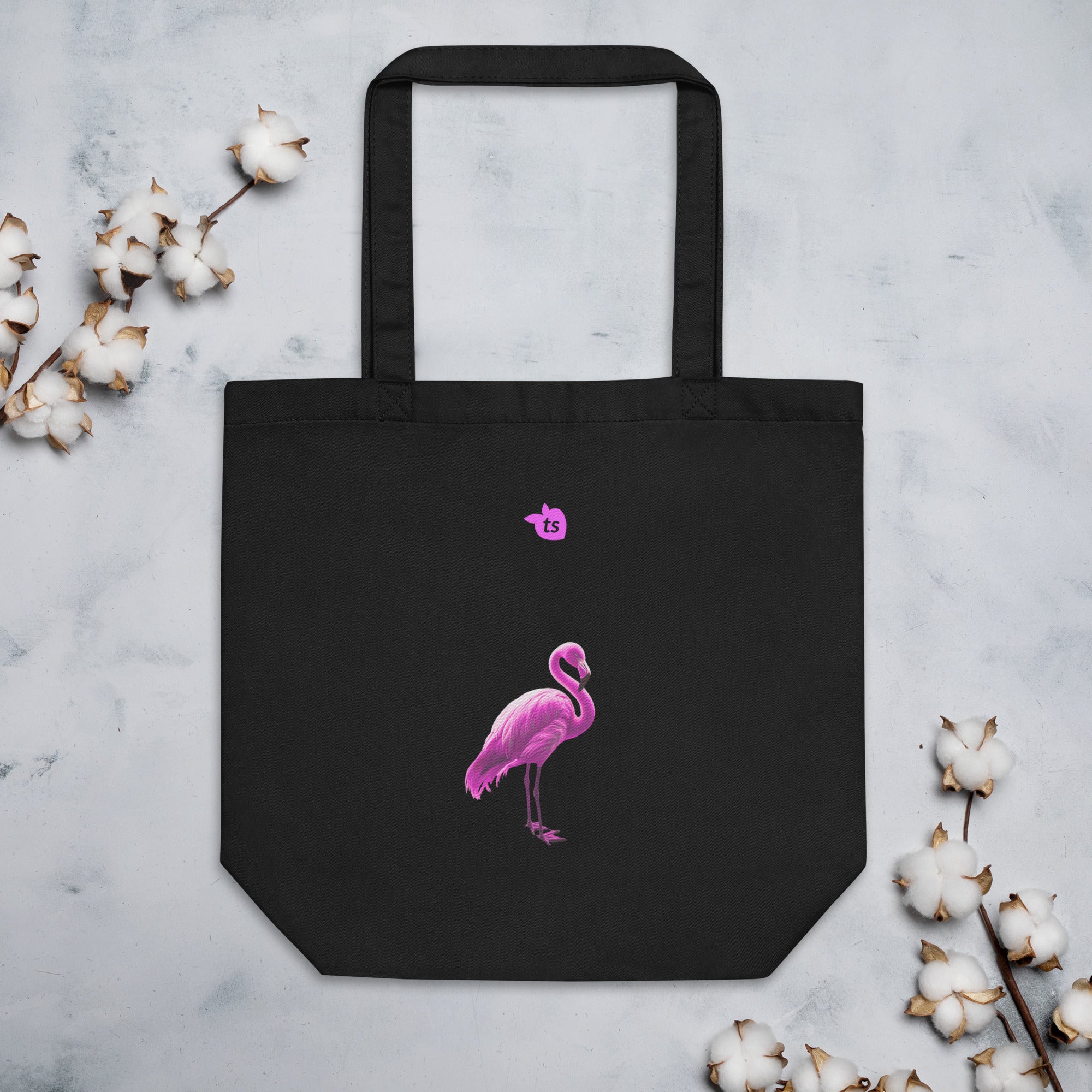 tsgabrielle® • Flamant 🦩 Rose • Bag • Black • 100% Cotton Organic •