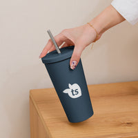 tsgabrielle® • Insulated Tumbler with a Straw • Dark Navy • 20 oz •
