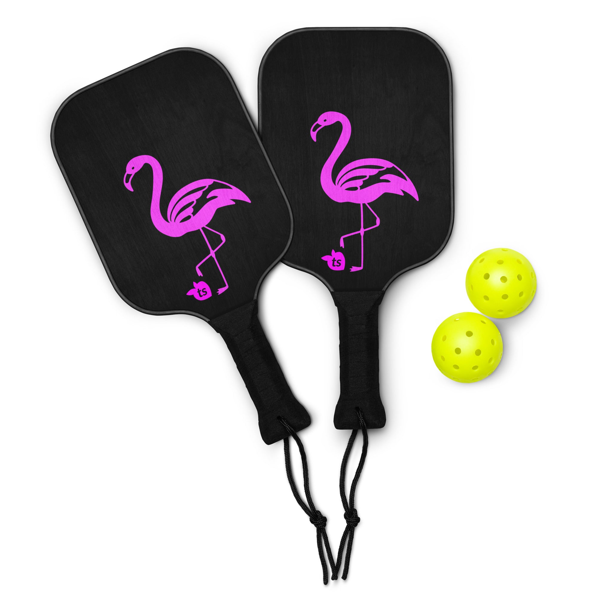 tsgabrielle® • Flamant Rose • Ensemble de raquettes de pickleball