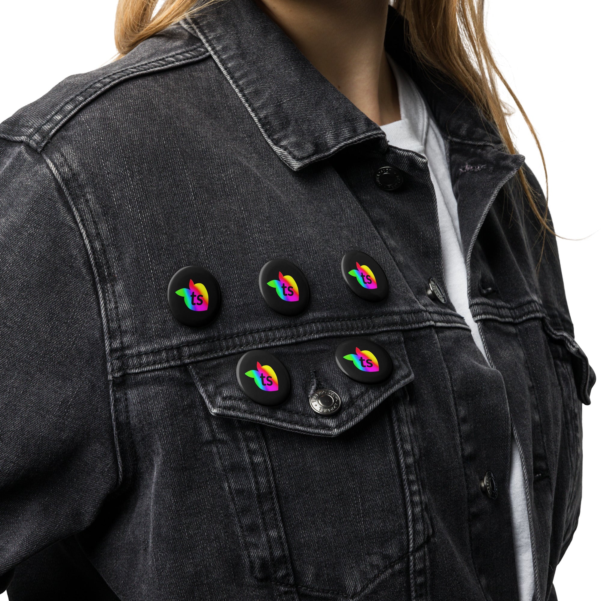 tsgabrielle® • Pride 25 • Set of 5 Pin Buttons • Black