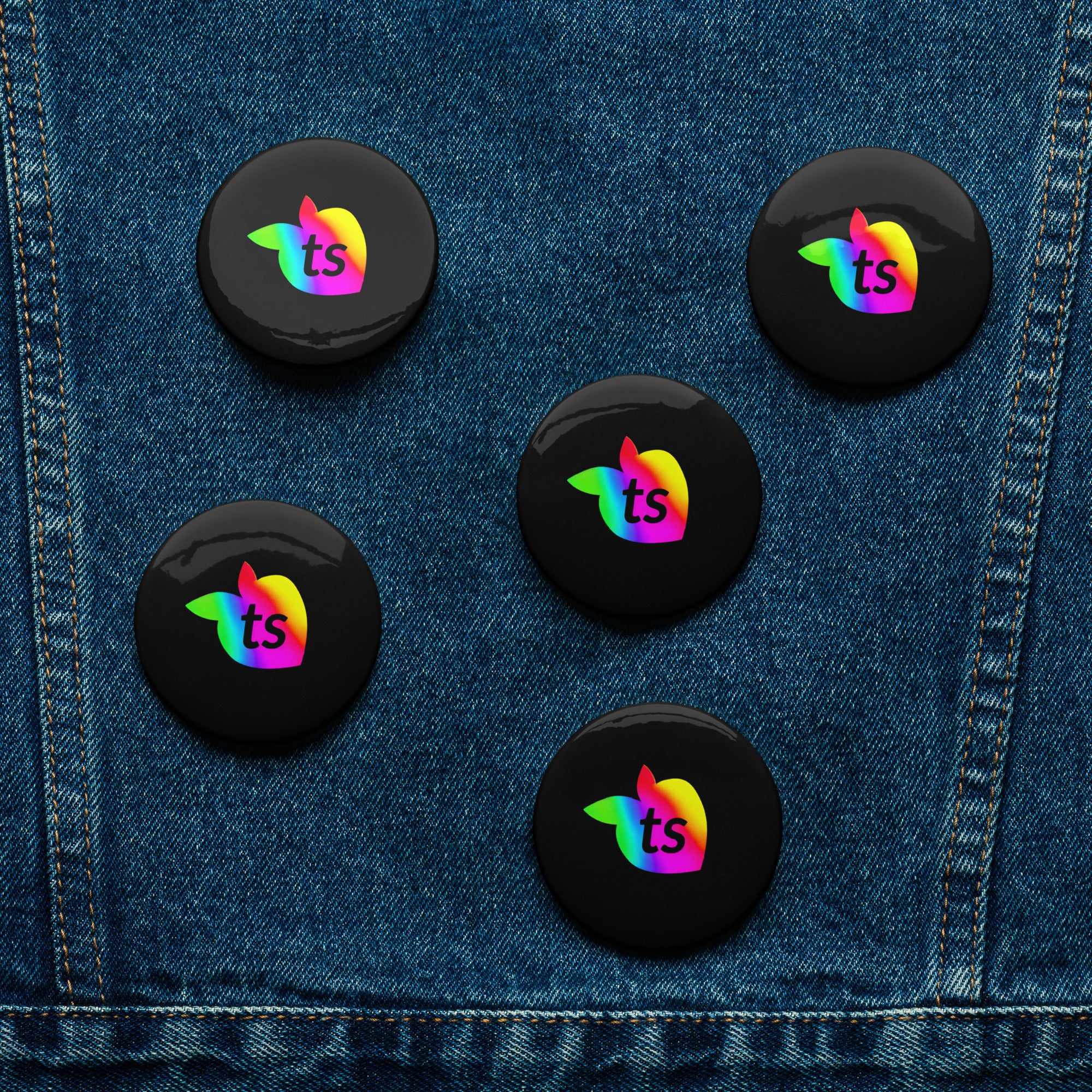tsgabrielle® • Pride 25 • Set of 5 Pin Buttons • Black