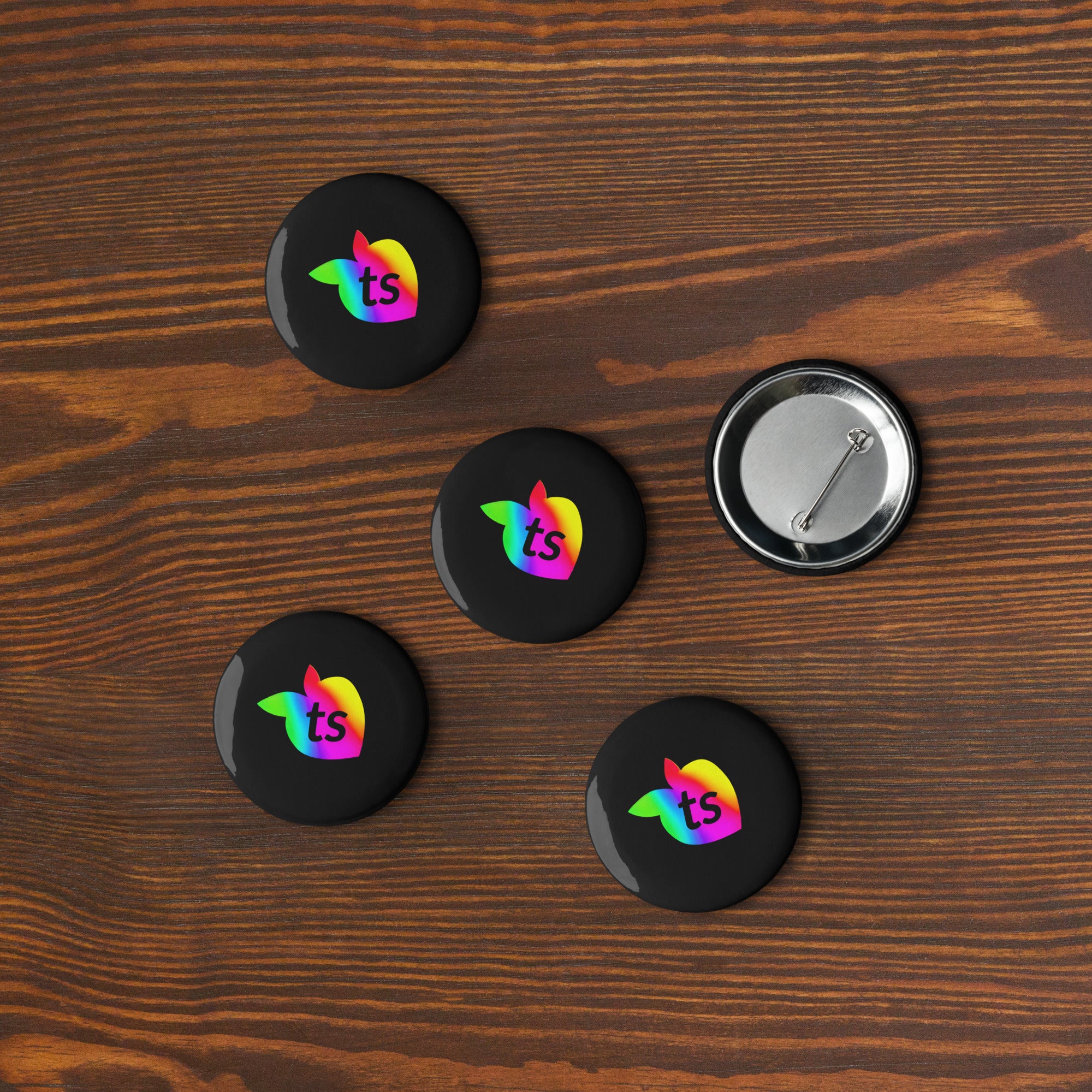 tsgabrielle® • Pride 25 • Set of 5 Pin Buttons • Black