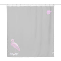 tsgabrielle® • Flamant 🦩 Rose • Shower Curtain • Black • 71″ × 74″ •