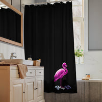 tsgabrielle® • Flamant 🦩 Rose • Shower Curtain • Black • 71″ × 74″ •
