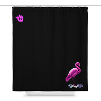 tsgabrielle® • Flamant 🦩 Rose • Shower Curtain • Black • 71″ × 74″ • Black Polyester Ring