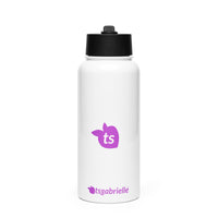 tsgabrielle® • Wasserflasche mit Strohhalmdeckel • Weiß • Edelstahl • 950 ml