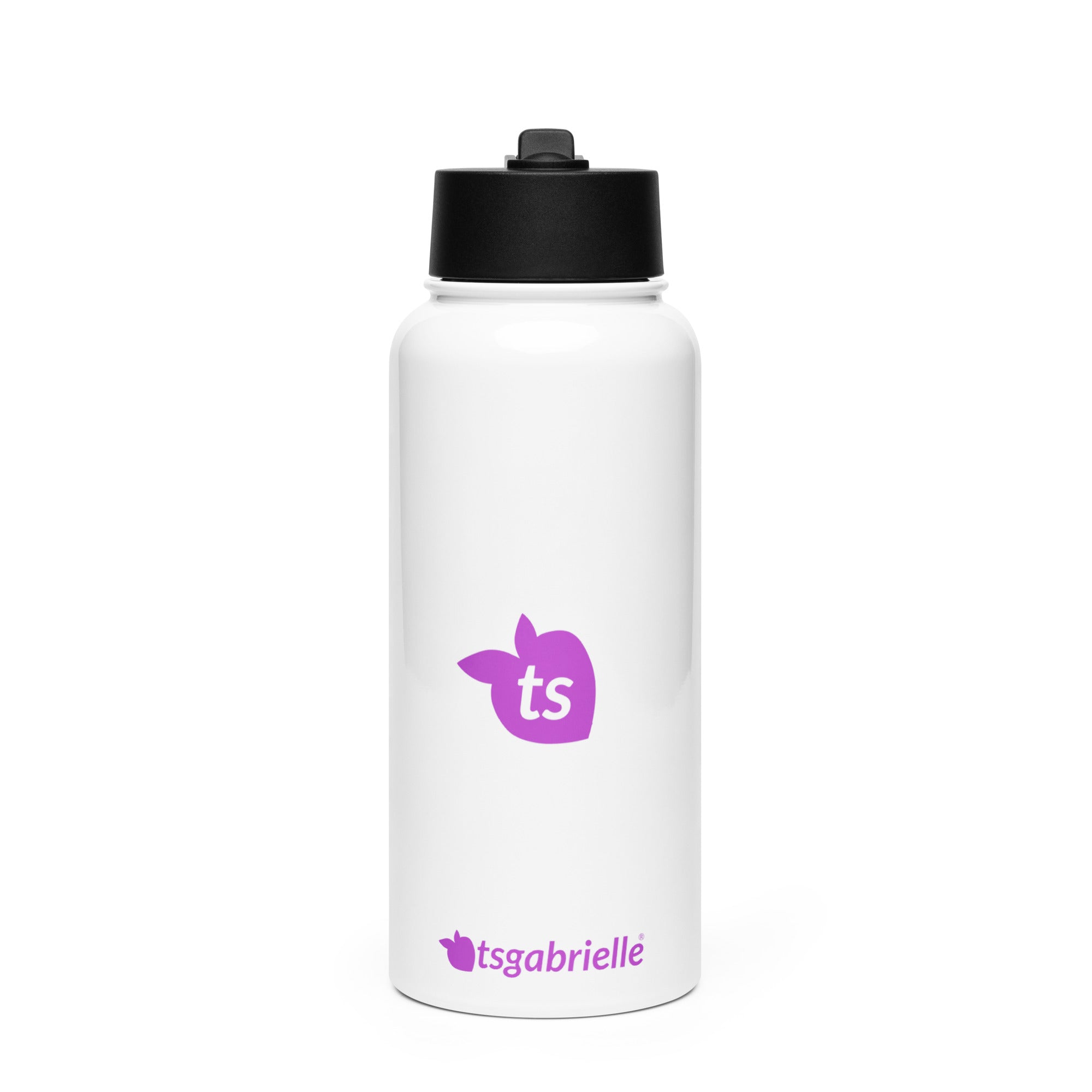 tsgabrielle® • Wasserflasche mit Strohhalmdeckel • Weiß • Edelstahl • 950 ml