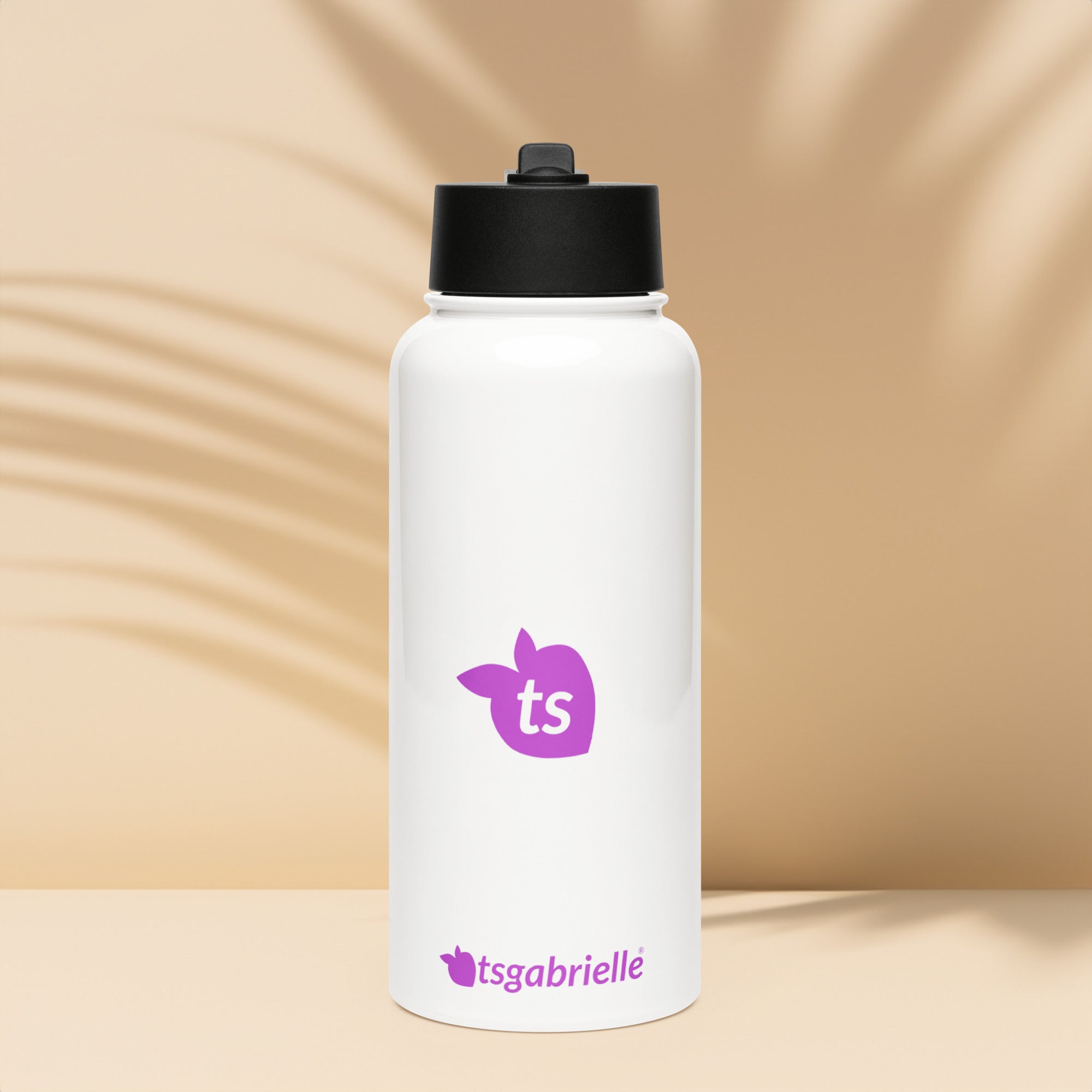 tsgabrielle® • Wasserflasche mit Strohhalmdeckel • Weiß • Edelstahl • 950 ml