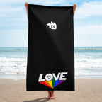 402 - tsgabrielle® • Pride 25 - Love • Handtuch •Schwarz • 76 x 152 cm