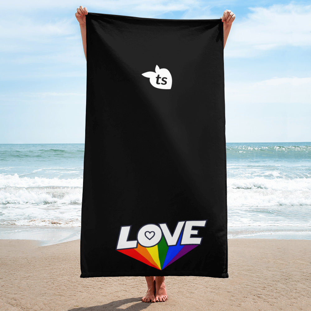 402 - tsgabrielle® • Pride 25 - Love • Handtuch •Schwarz • 76 x 152 cm