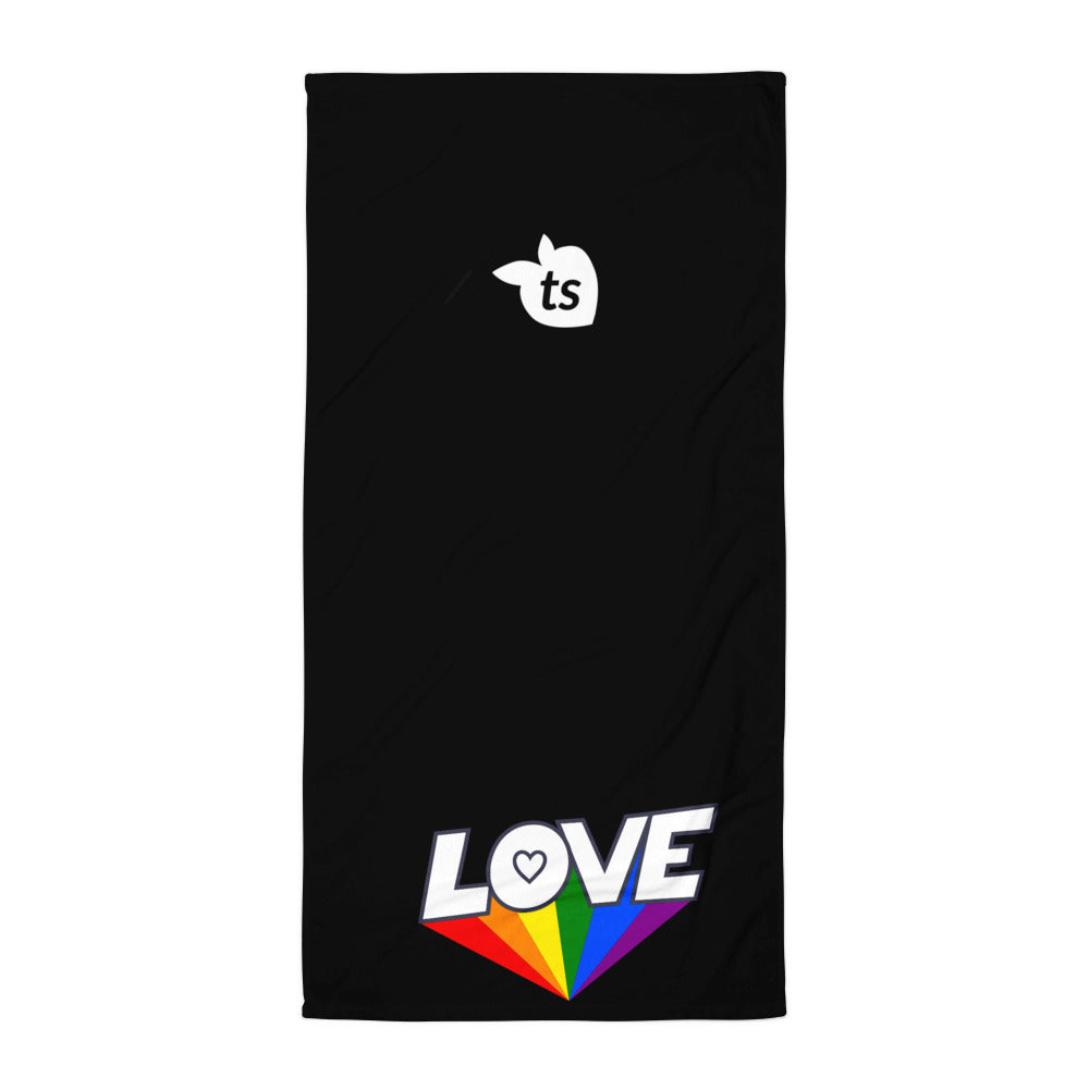 402 - tsgabrielle® • Pride 25 - Love • Handtuch •Schwarz • 76 x 152 cm