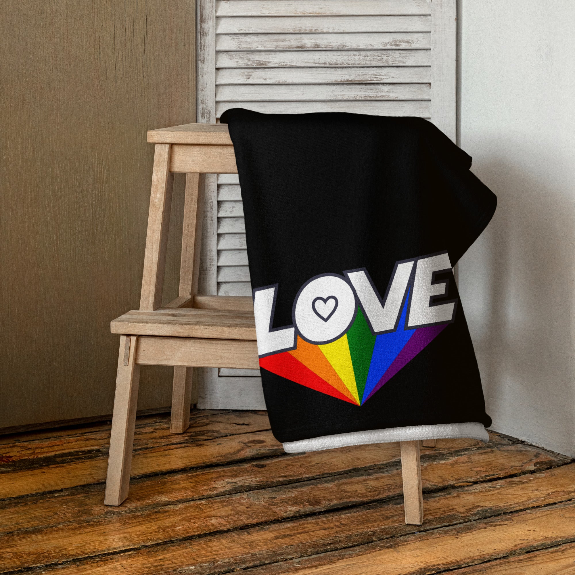 402 - tsgabrielle® • Pride 25 - Love • Handtuch •Schwarz • 76 x 152 cm