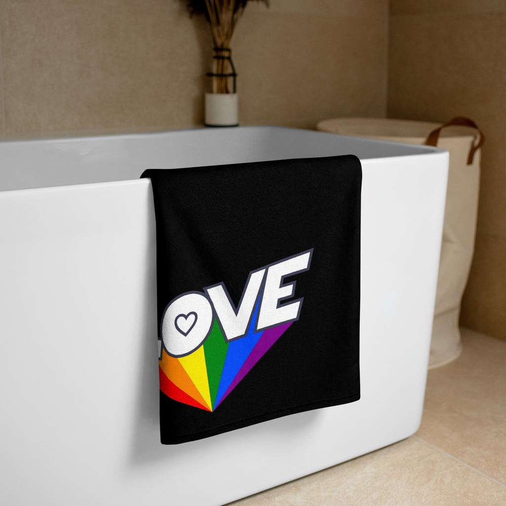 402 - tsgabrielle® • Pride 25 - Love • Handtuch •Schwarz • 76 x 152 cm