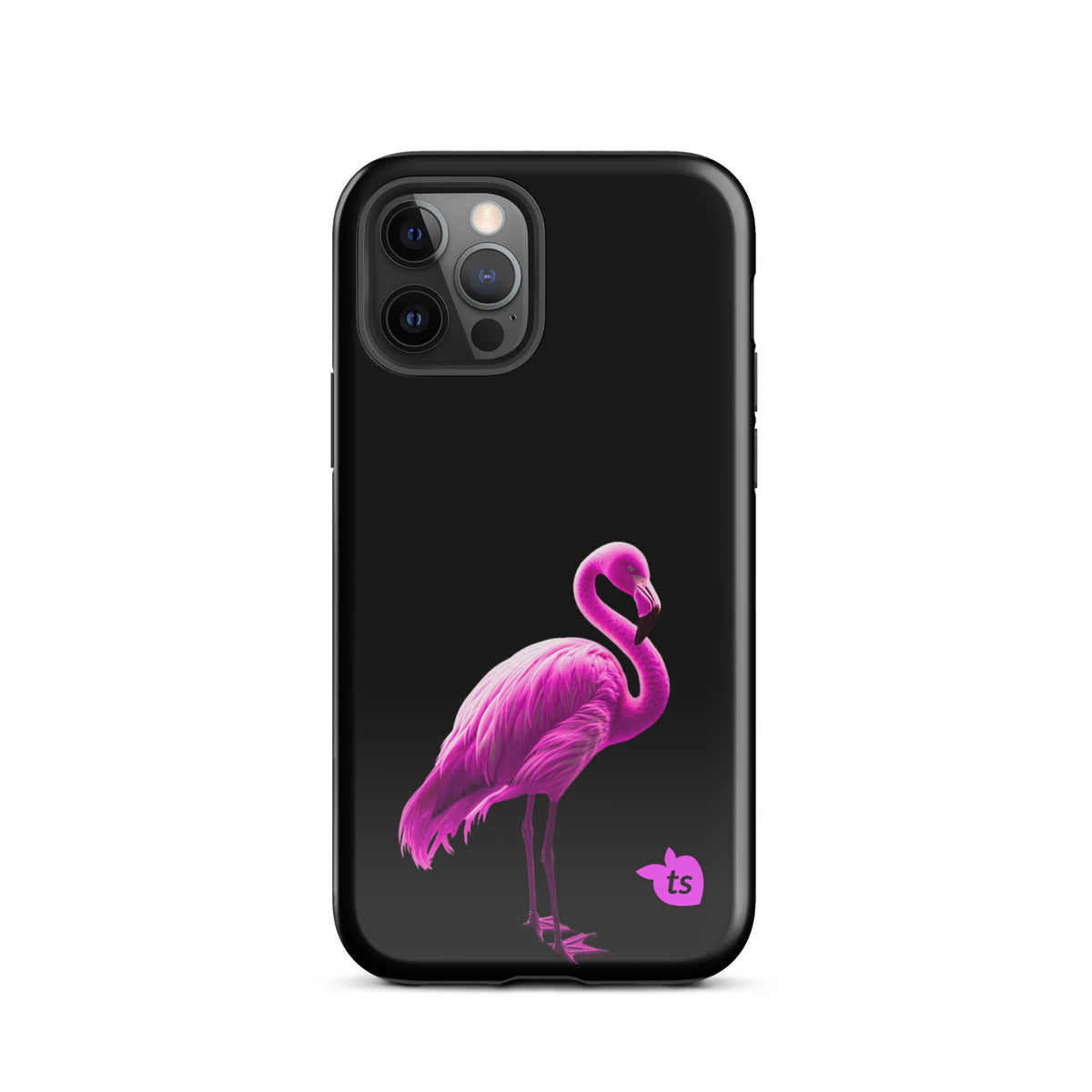 tsgabrielle® • Flamant🦩 Rose • Tough Case Compatible with iPhone® • Latest Models • iPhone 12 Pro Gloss Black