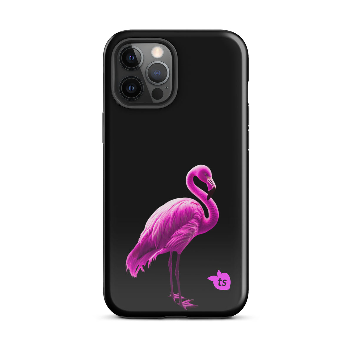 tsgabrielle® • Flamant🦩 Rose • Tough Case Compatible with iPhone® • Latest Models • iPhone 12 Pro Max Gloss Black