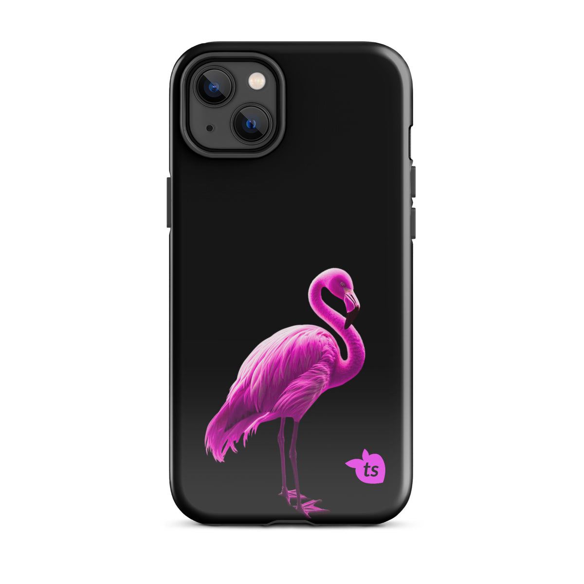 tsgabrielle® • Flamant🦩 Rose • Tough Case Compatible with iPhone® • Latest Models • iPhone 14 Plus Gloss Black