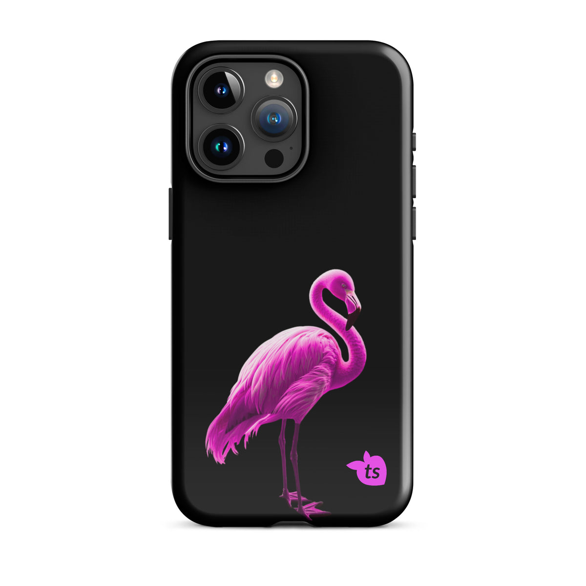 tsgabrielle® • Flamant🦩 Rose • Tough Case Compatible with iPhone® • Latest Models • iPhone 15 Pro Max Gloss Black