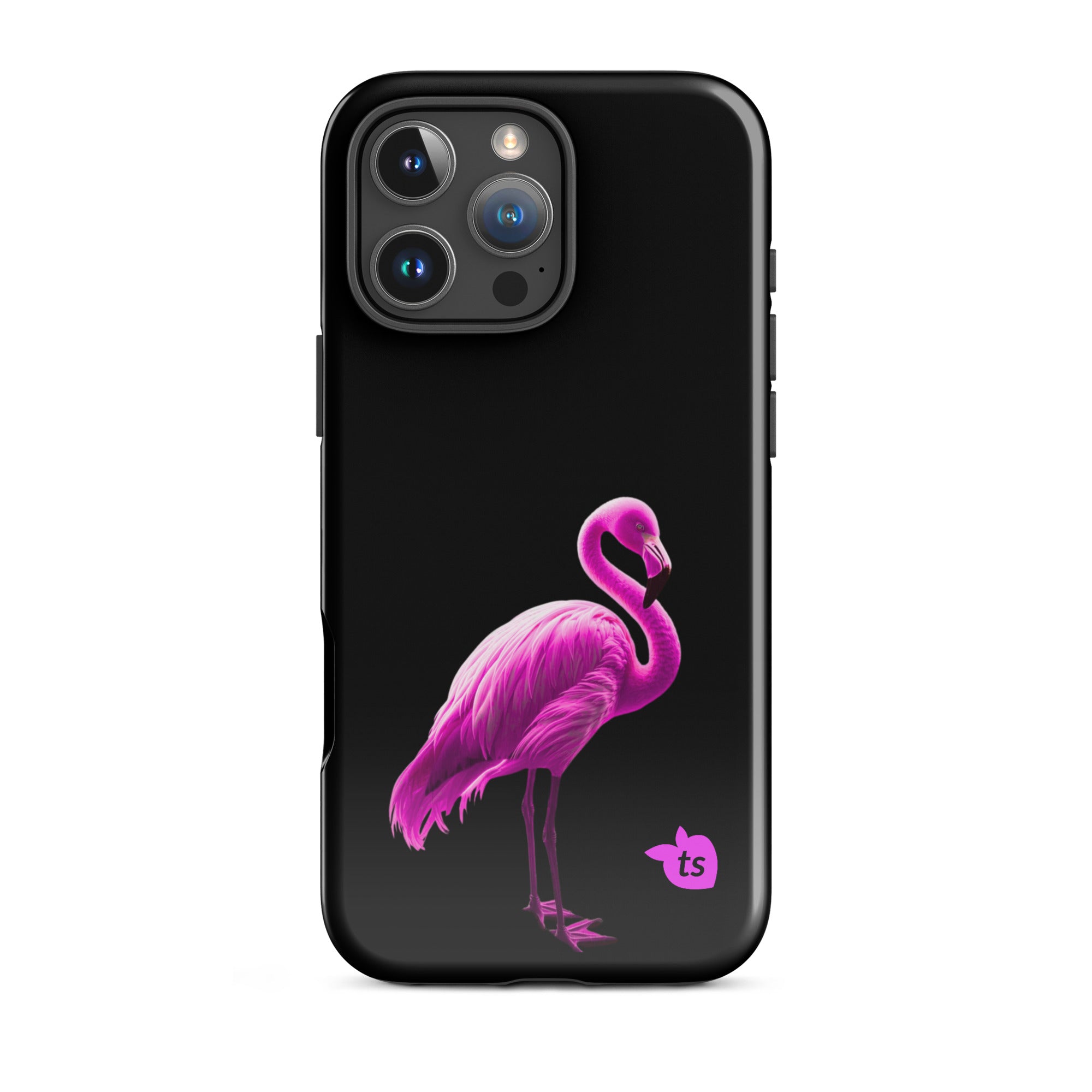 tsgabrielle® • Flamant🦩 Rose • Tough Case Compatible with iPhone® • Latest Models • iPhone 16 Pro Max Gloss Black