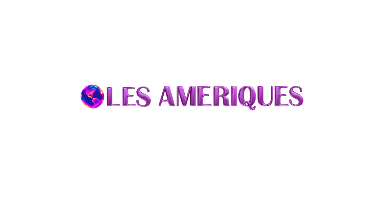 Purple 'LES AMERIQUES' text on a white background