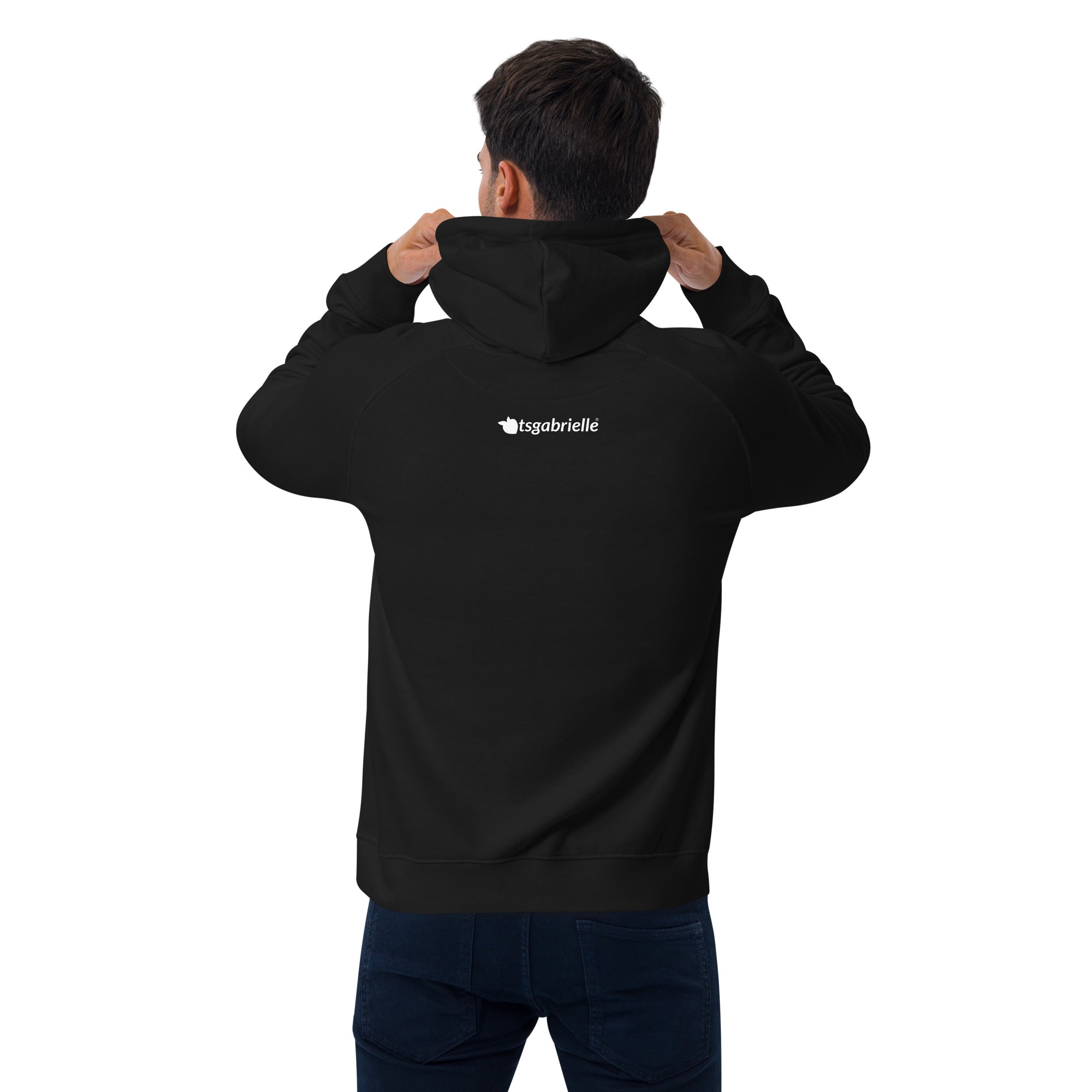 tsgabrielle® • Herren • Pride 25 • Öko-Raglan-Hoodie • Schwarz • 100 % Bio-Baumwolle