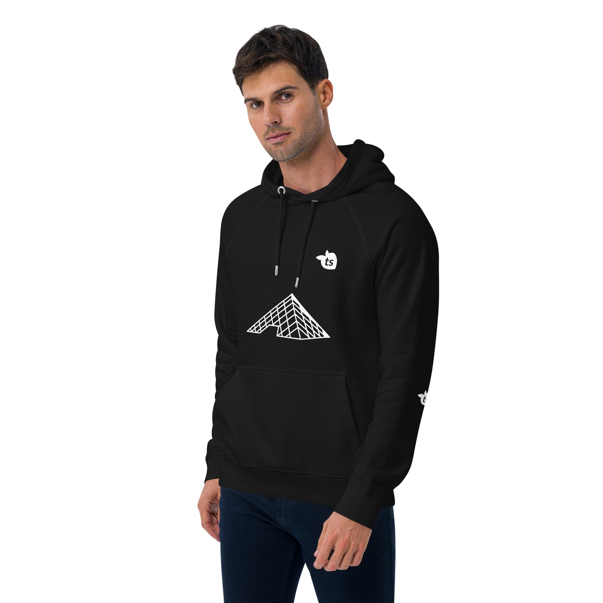 tsgabrielle® • For Him 👔 • Paris- The Louvre Pyramid • Eco Raglan Hoodie • Black •