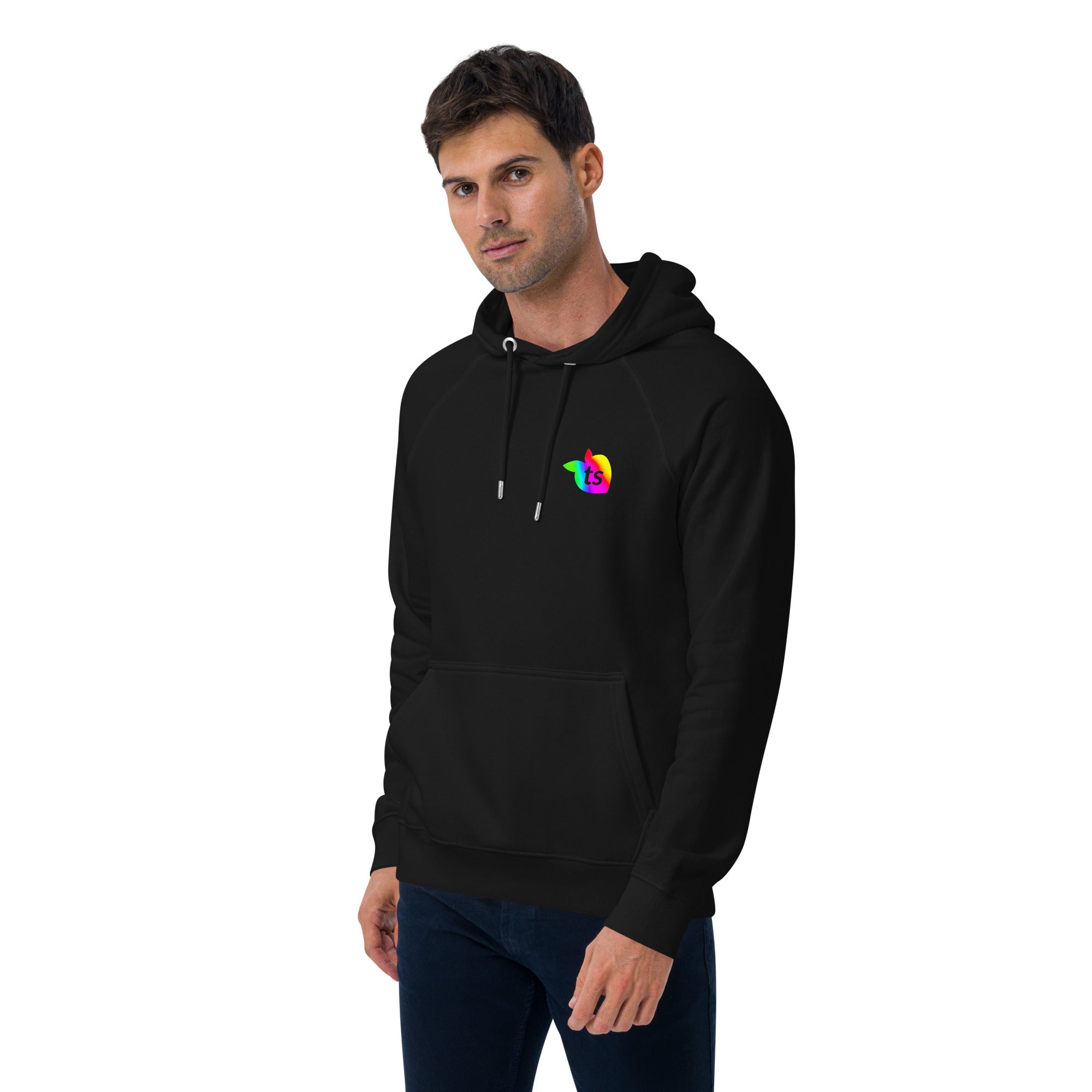 tsgabrielle® • Herren • Pride 25 • Öko-Raglan-Hoodie • Schwarz • 100 % Bio-Baumwolle
