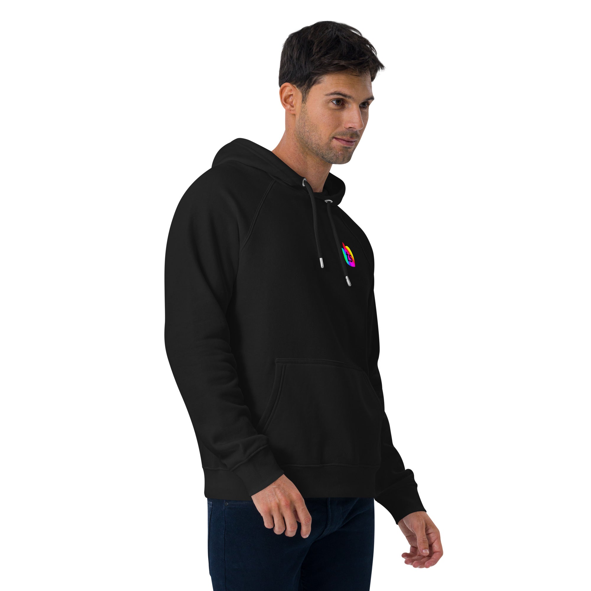 tsgabrielle® • Herren • Pride 25 • Öko-Raglan-Hoodie • Schwarz • 100 % Bio-Baumwolle