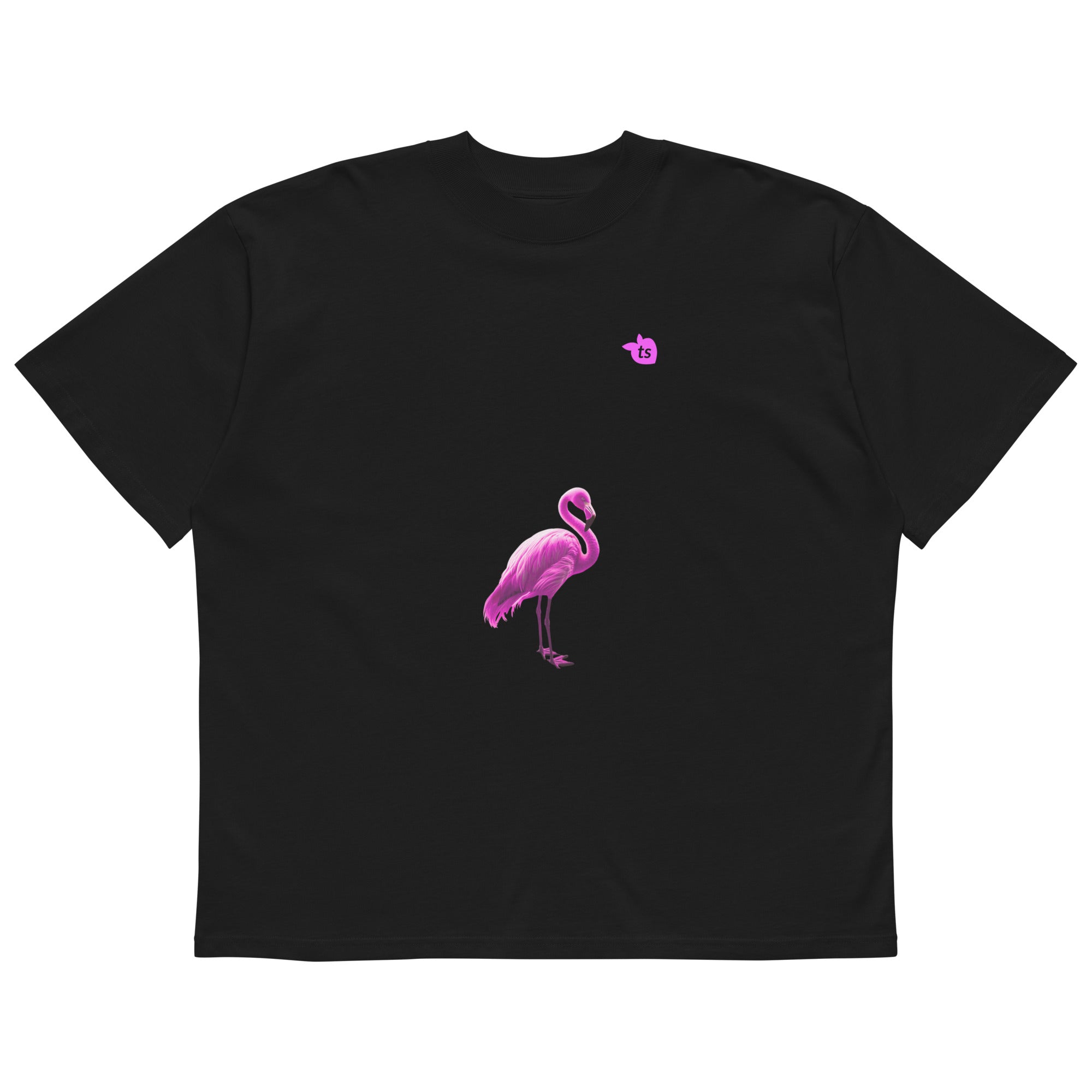 tsgabrielle® • For Him 👔 • Flamant 🦩 Rose • Oversized High Neck T-Shirt • Black • Organic Cotton •