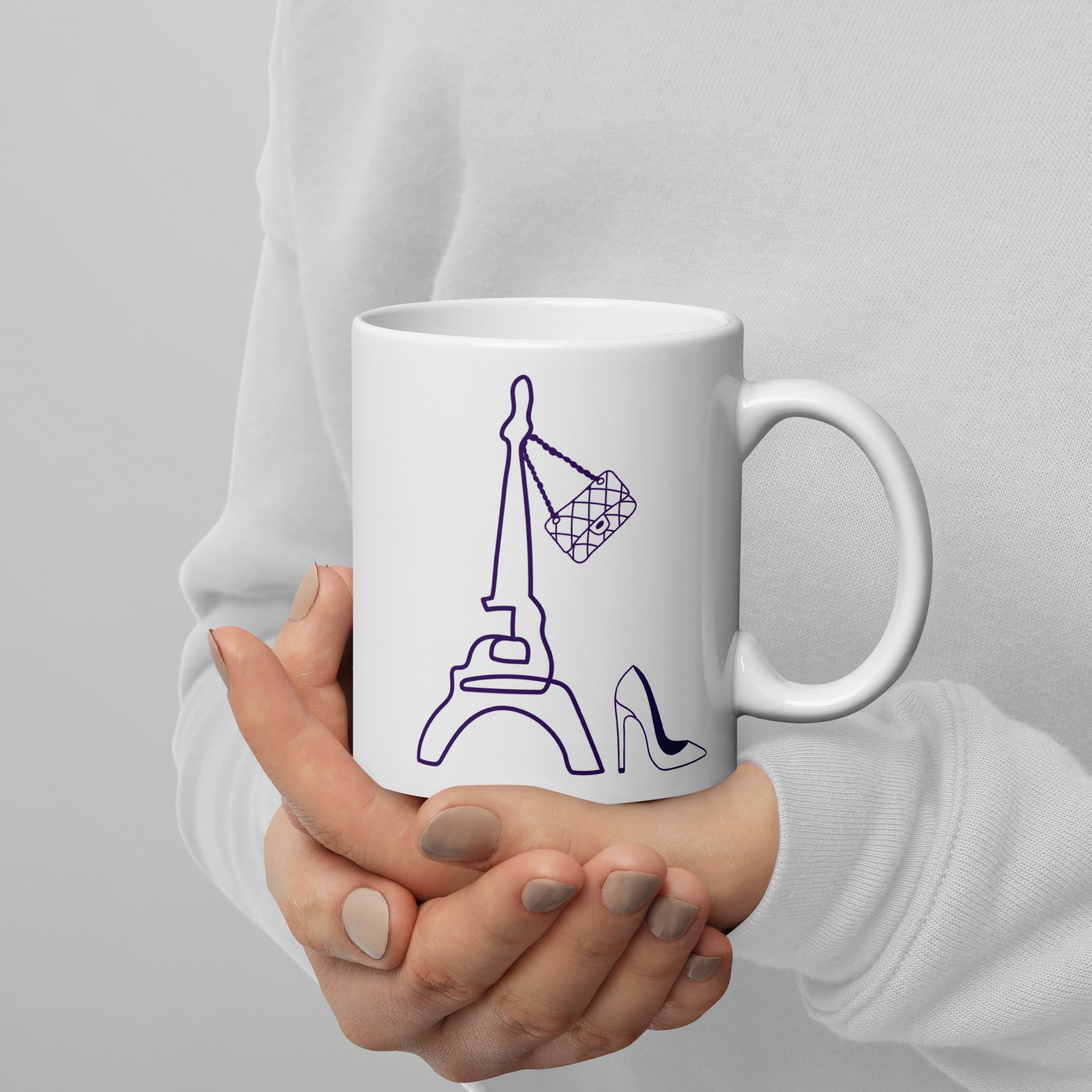 tsgabrielle® • Paris - La Tour Eiffel • Glänzende Tasse • Weiß • Keramik • 325 ml