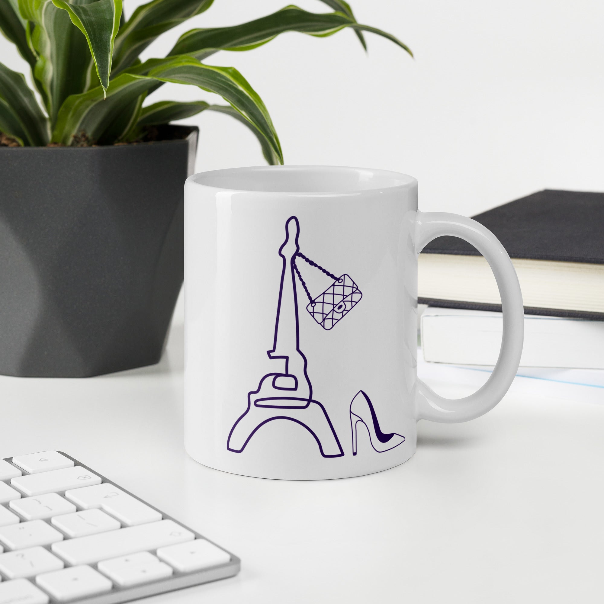 tsgabrielle® • Paris - La Tour Eiffel • Glänzende Tasse • Weiß • Keramik • 325 ml