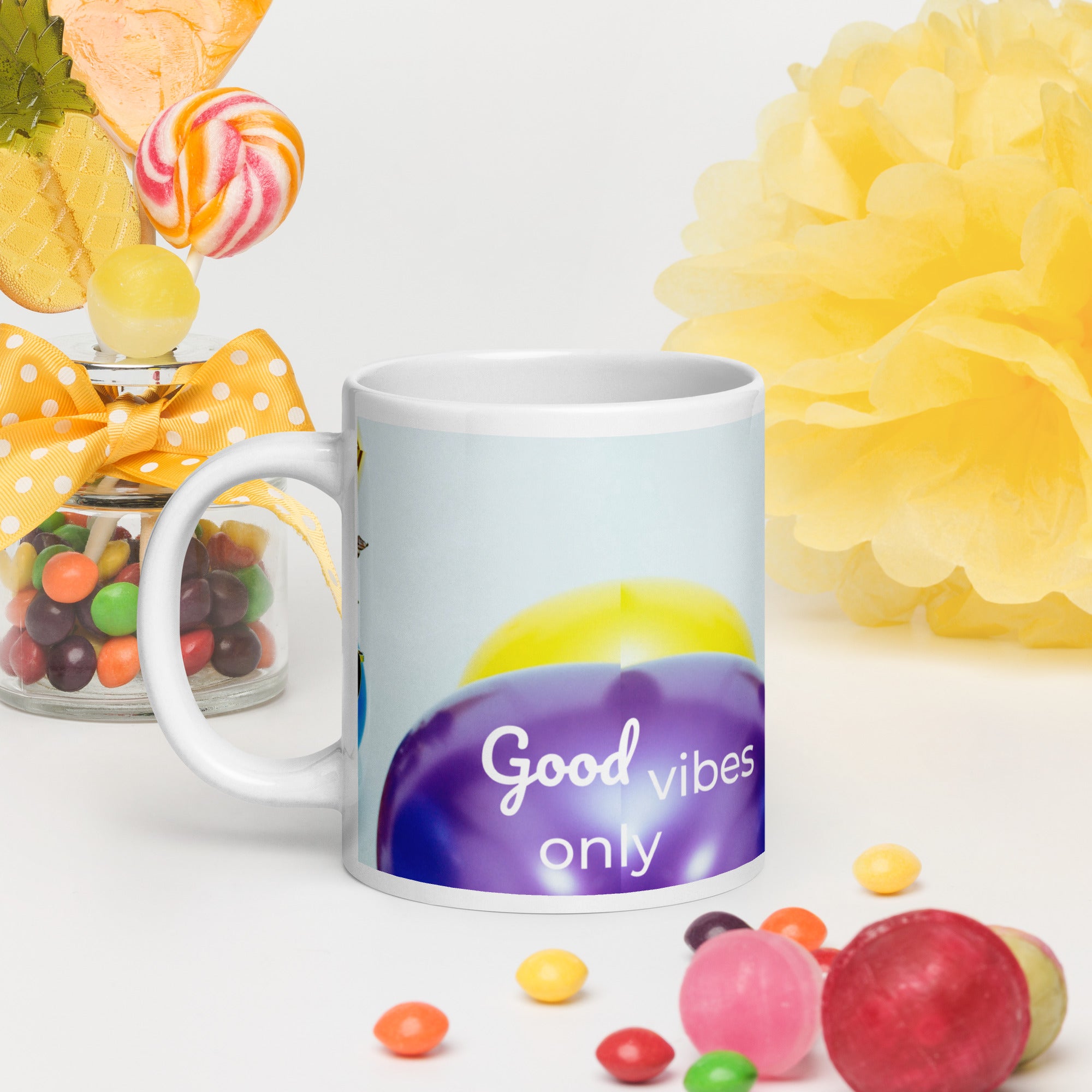tsgabrielle® • Good Vibes Only • Glänzende Tasse • ​​Schwarz • Keramik • 3 Größen
